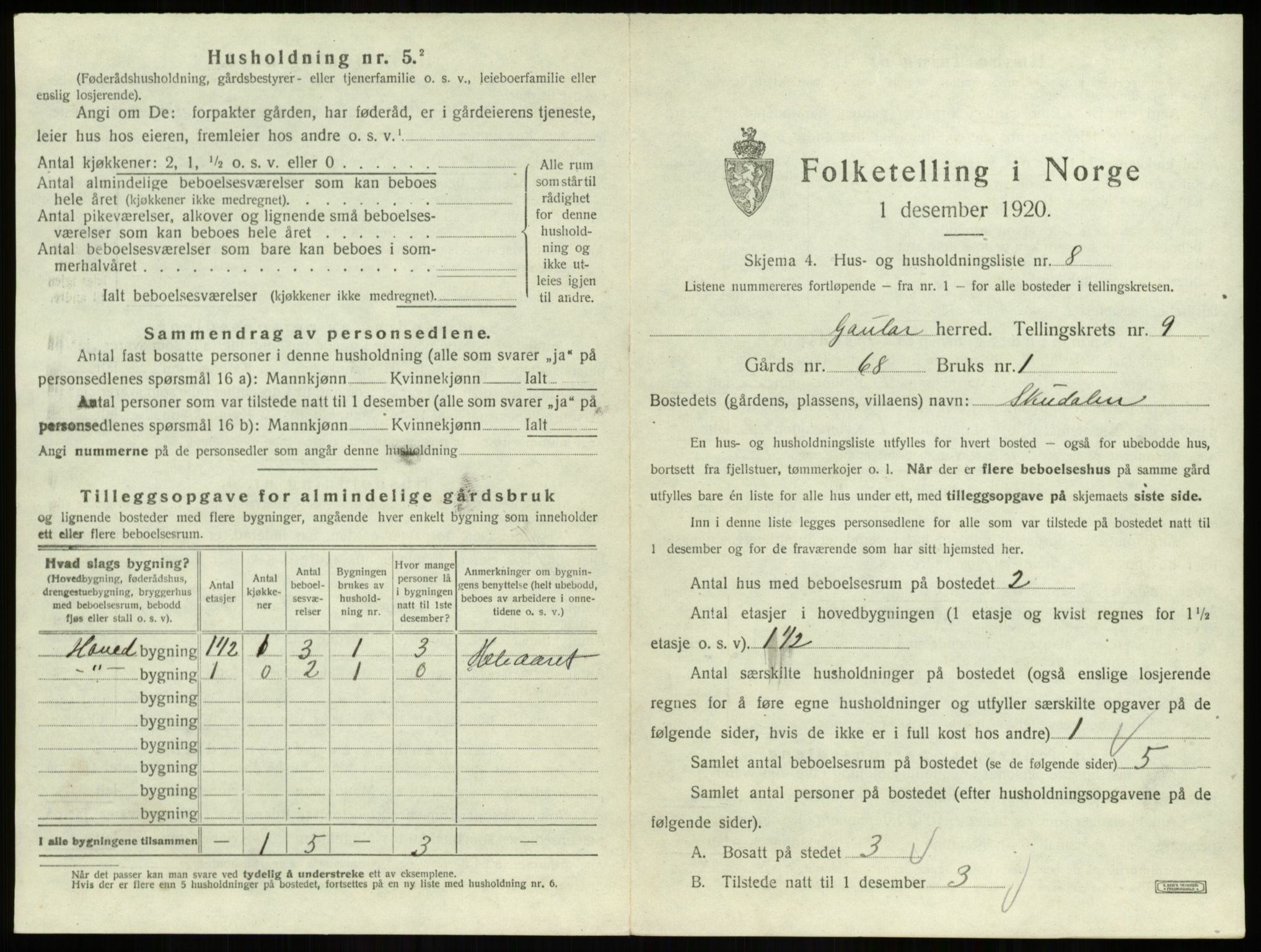 SAB, 1920 census for Gaular, 1920, p. 622