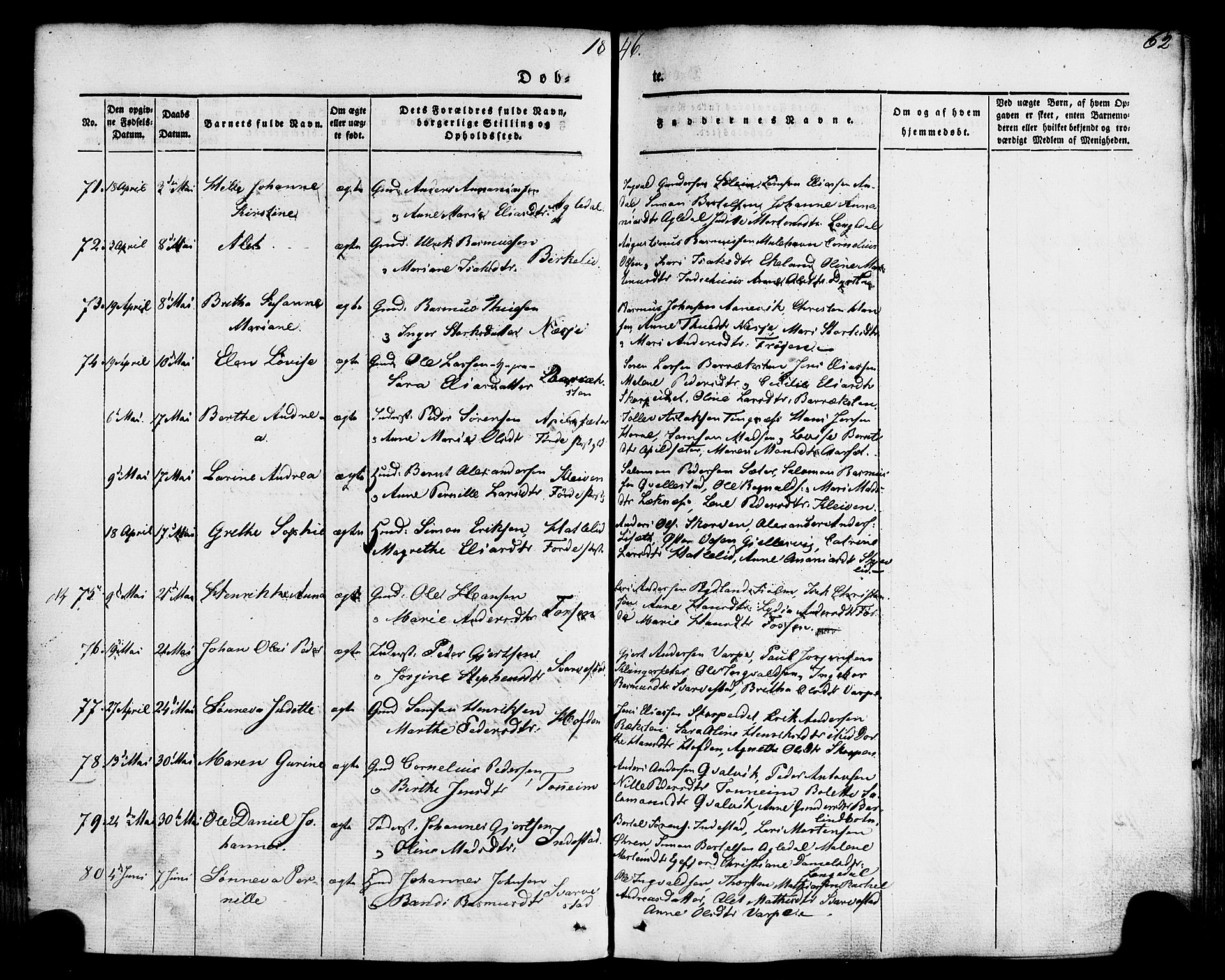 Kinn sokneprestembete, AV/SAB-A-80801/H/Haa/Haaa/L0005: Parish register (official) no. A 5, 1841-1857, p. 62