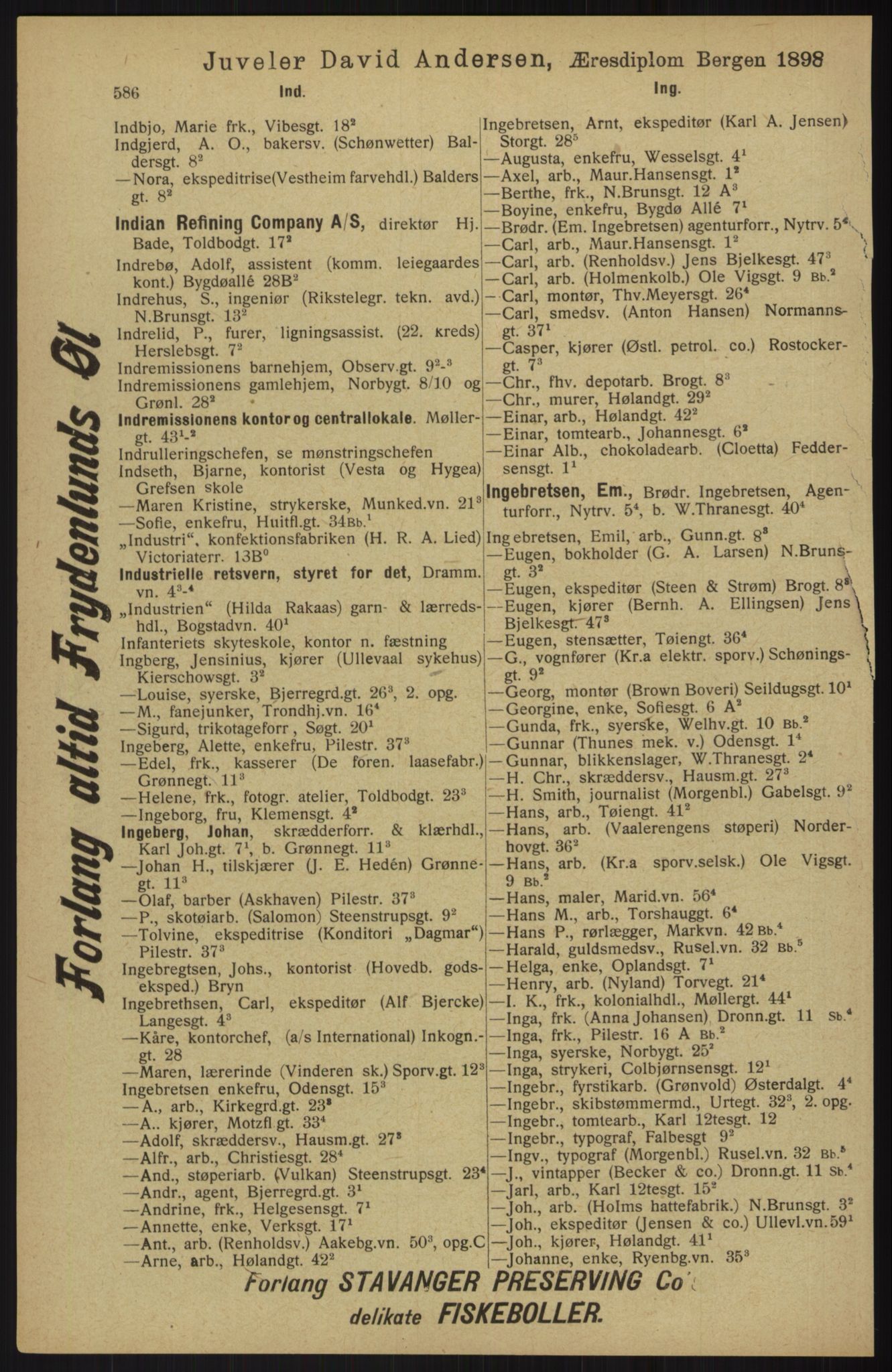 Kristiania/Oslo adressebok, PUBL/-, 1913, p. 598