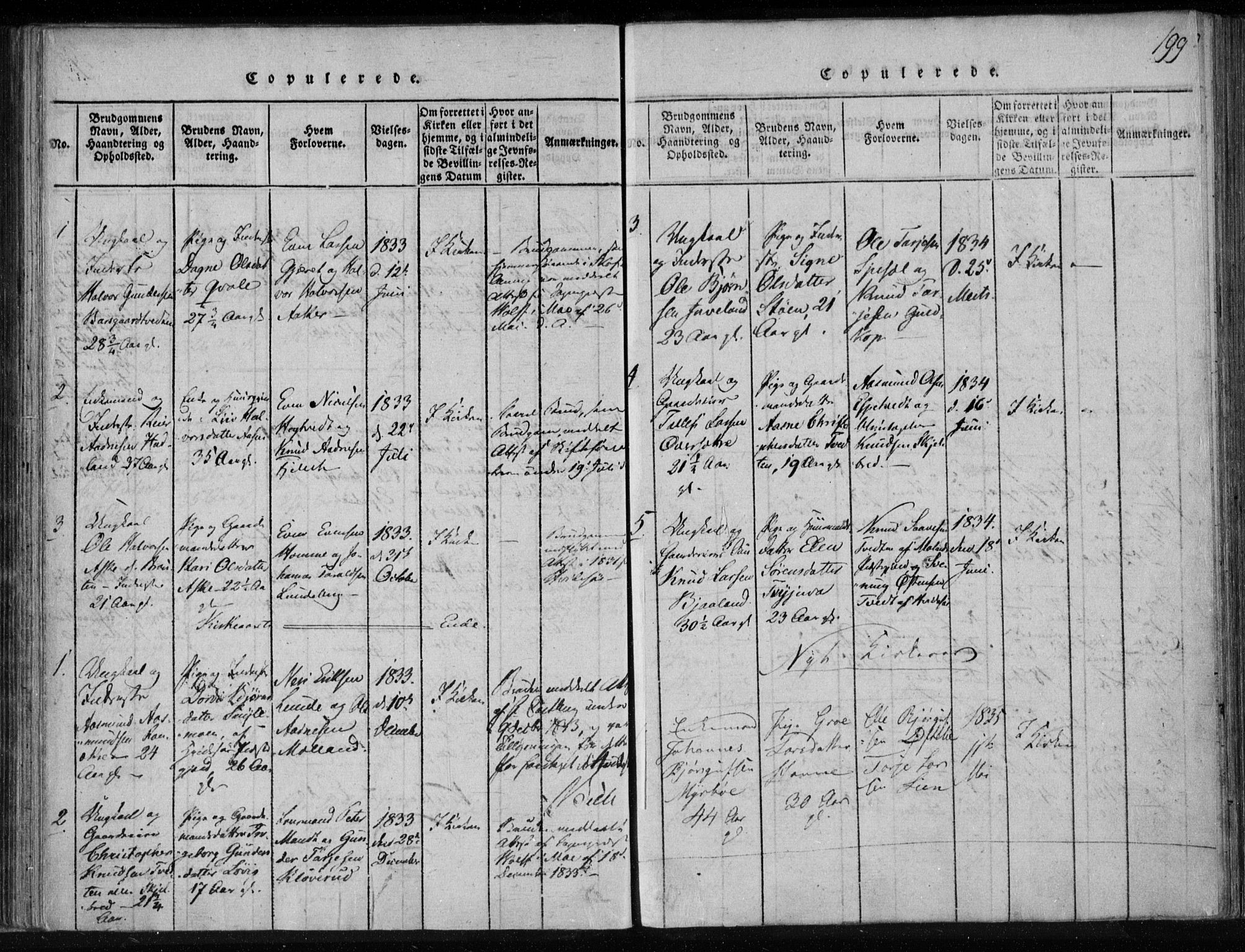 Lårdal kirkebøker, SAKO/A-284/F/Fa/L0005: Parish register (official) no. I 5, 1815-1860, p. 199