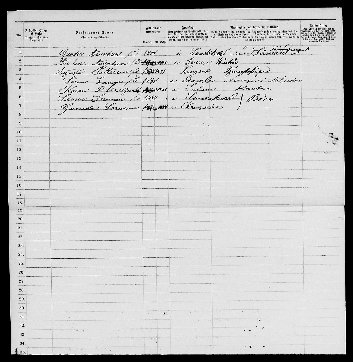 SAKO, 1885 census for 0801 Kragerø, 1885, p. 720