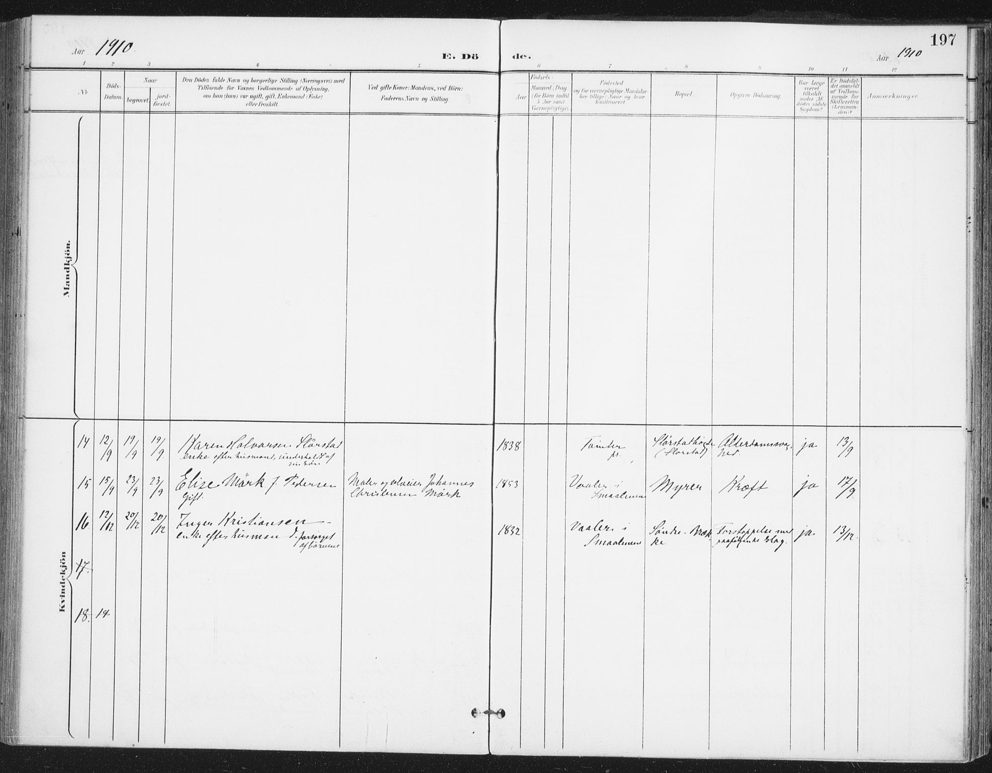 Ås prestekontor Kirkebøker, AV/SAO-A-10894/F/Fa/L0010: Parish register (official) no. I 10, 1900-1918, p. 197