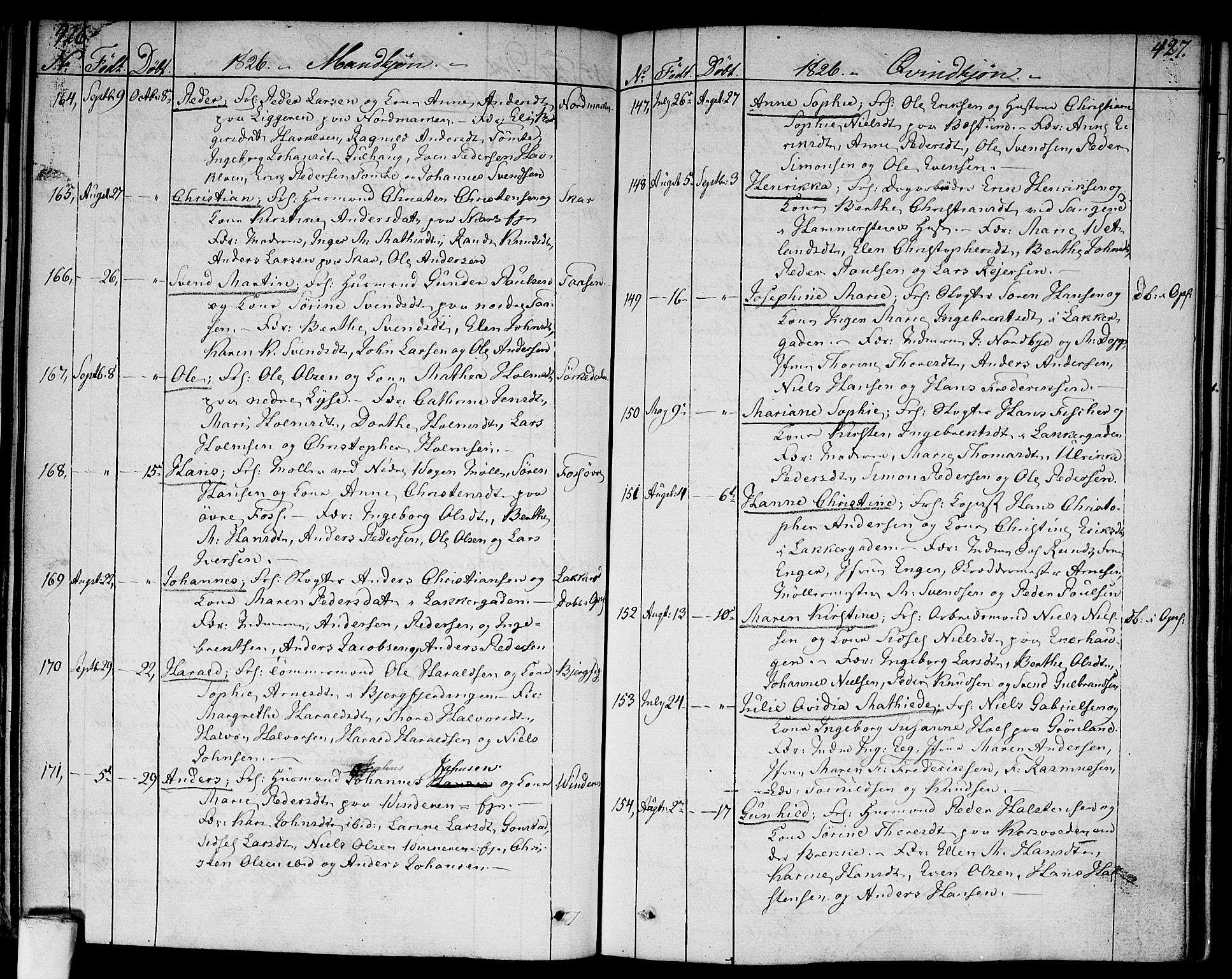 Aker prestekontor kirkebøker, AV/SAO-A-10861/F/L0012: Parish register (official) no. 12, 1819-1828, p. 426-427