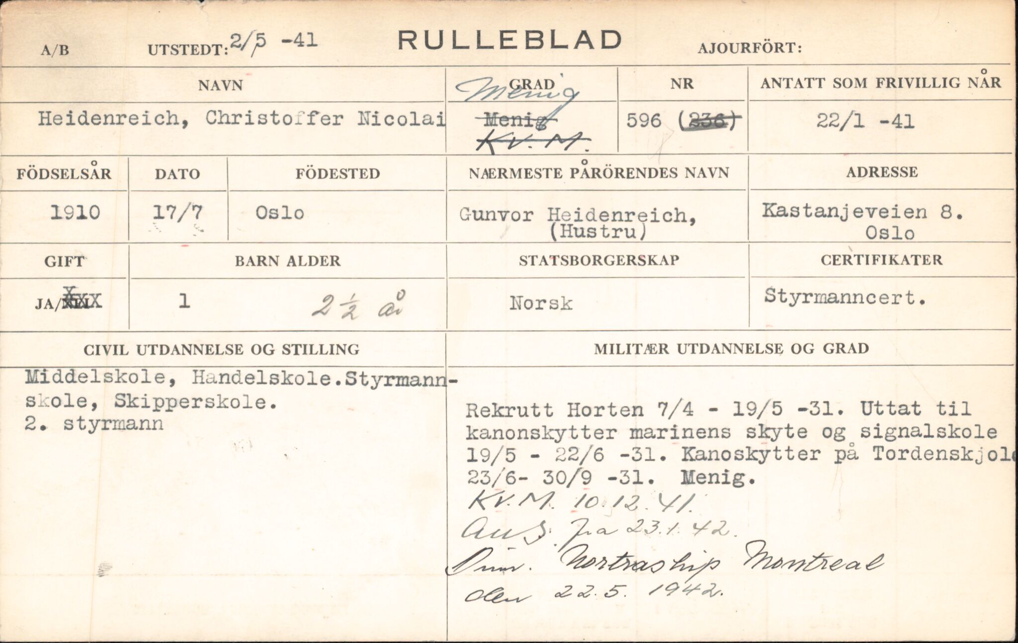 Forsvaret, Forsvarets overkommando/Luftforsvarsstaben, AV/RA-RAFA-4079/P/Pa/L0024: Personellpapirer, 1910, p. 347