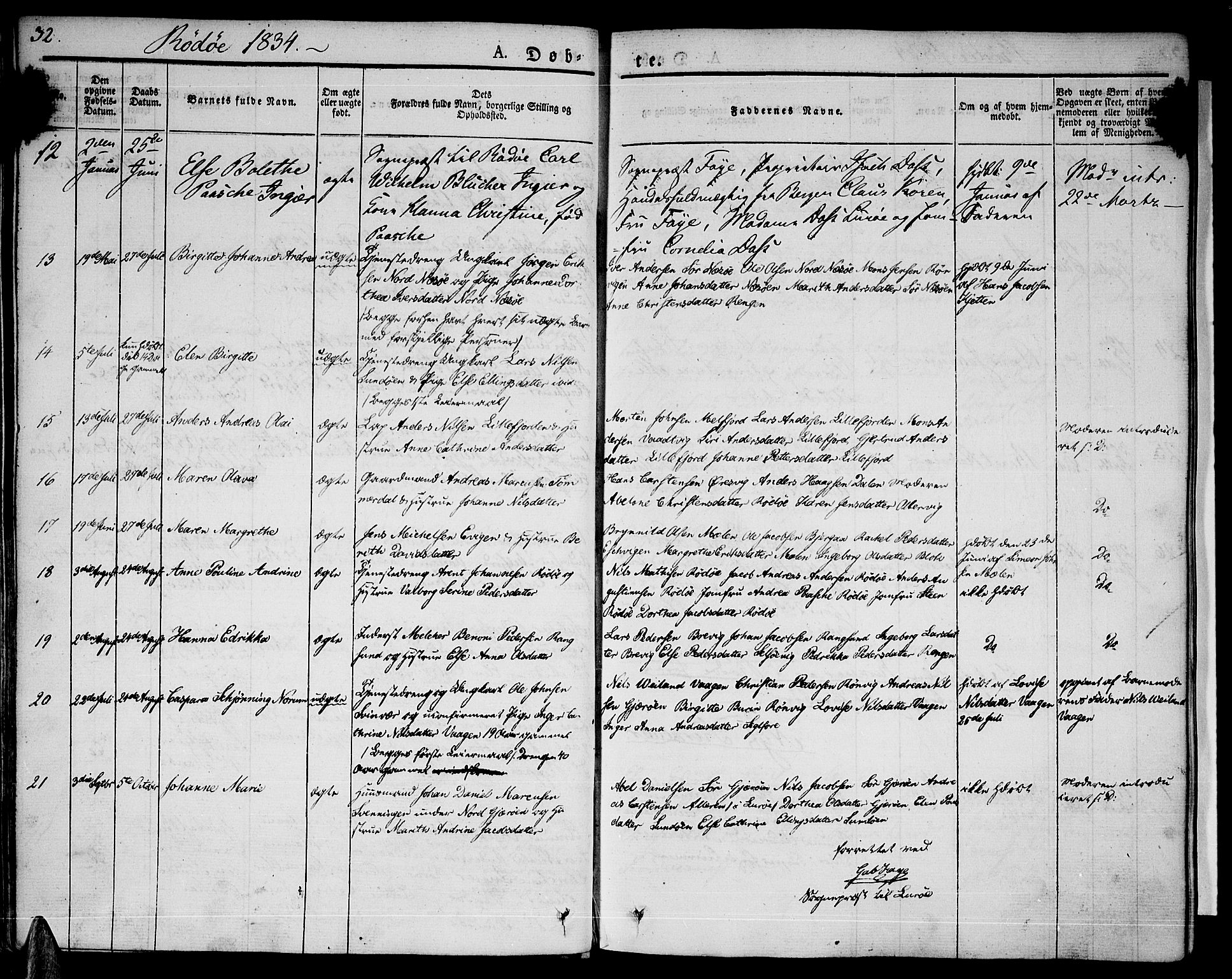 Ministerialprotokoller, klokkerbøker og fødselsregistre - Nordland, AV/SAT-A-1459/841/L0598: Parish register (official) no. 841A06 /1, 1825-1844, p. 32