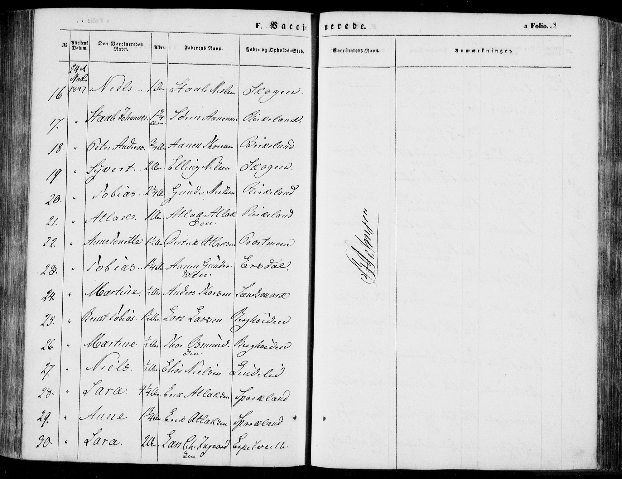 Bakke sokneprestkontor, AV/SAK-1111-0002/F/Fa/Faa/L0005: Parish register (official) no. A 5, 1847-1855, p. 3