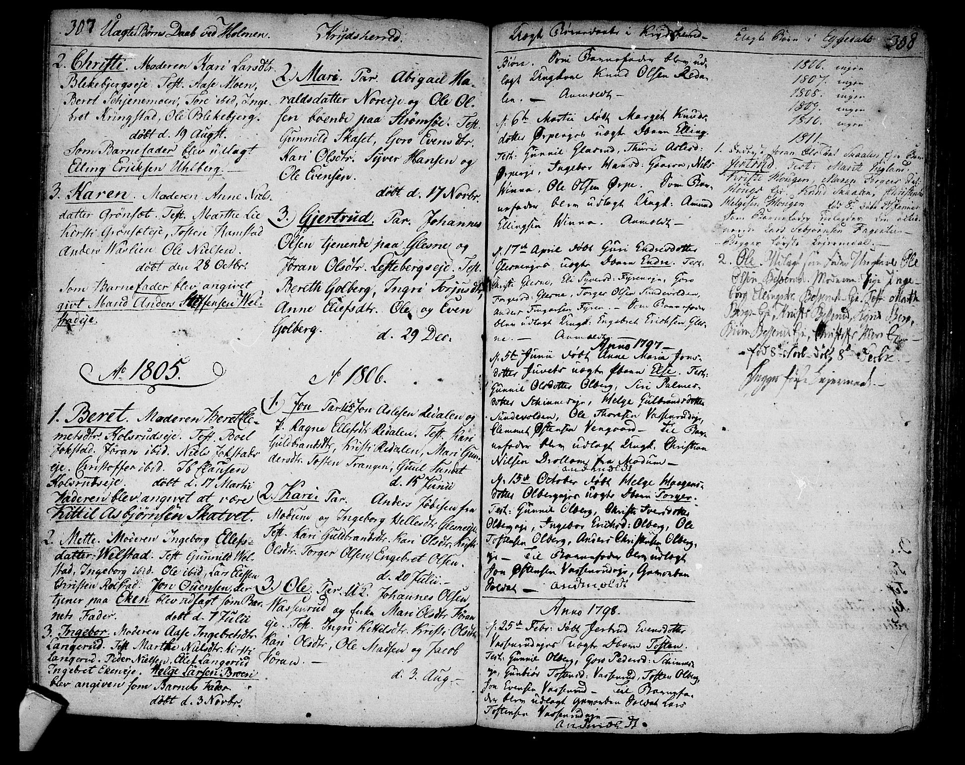 Sigdal kirkebøker, SAKO/A-245/F/Fa/L0003: Parish register (official) no. I 3, 1793-1811, p. 307-308