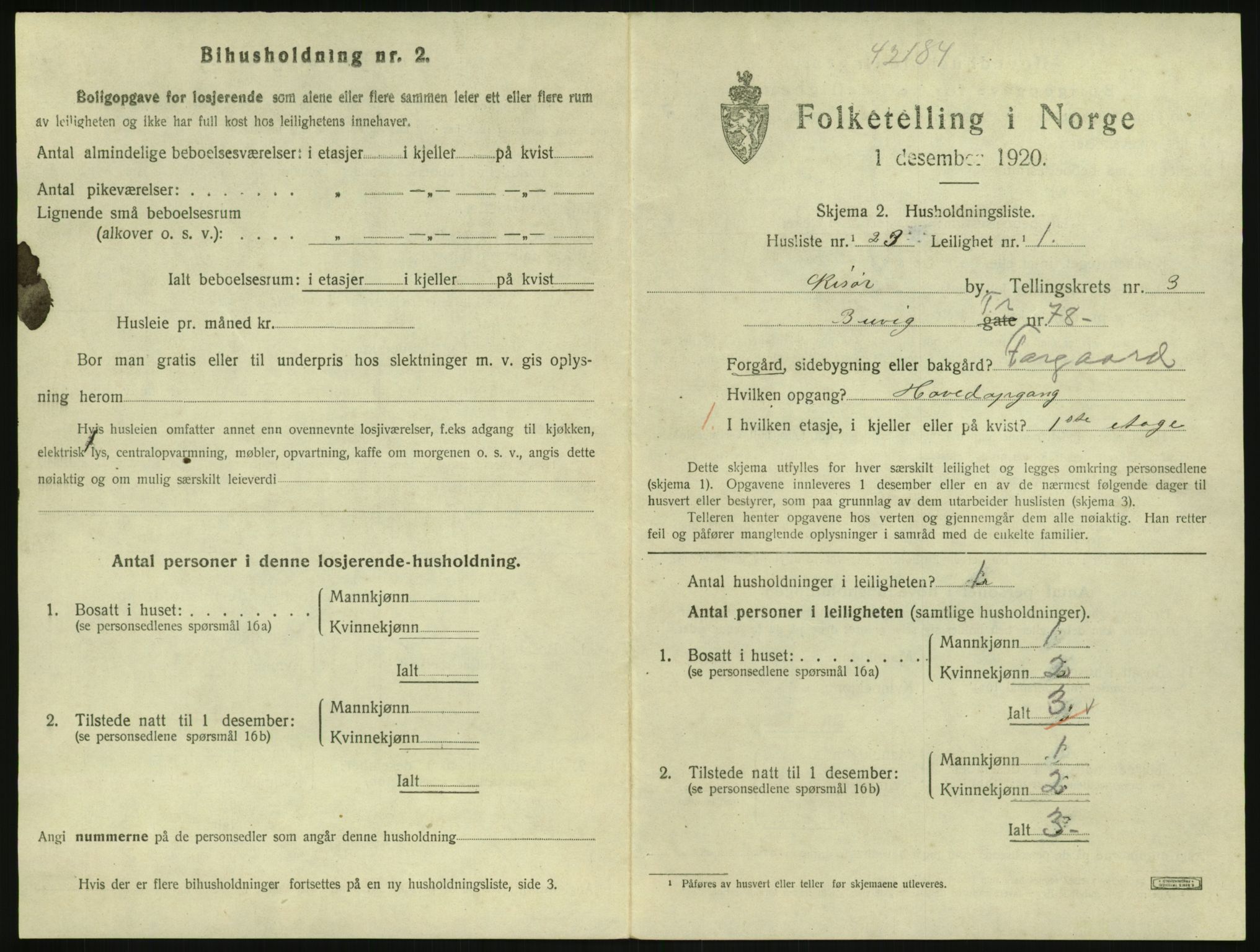 SAK, 1920 census for Risør, 1920, p. 2589