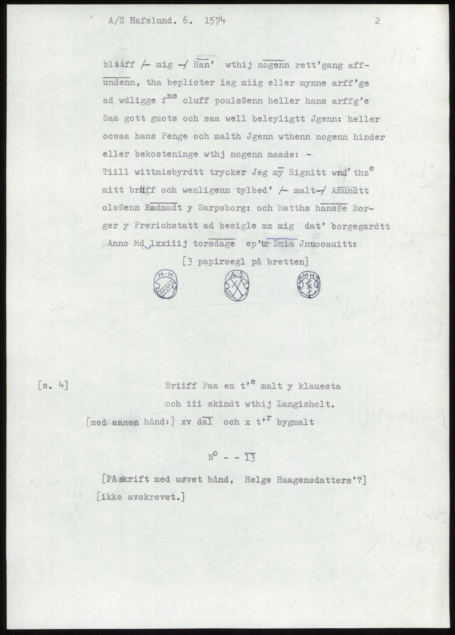 Samlinger til kildeutgivelse, Diplomavskriftsamlingen, RA/EA-4053/H/Ha, p. 172