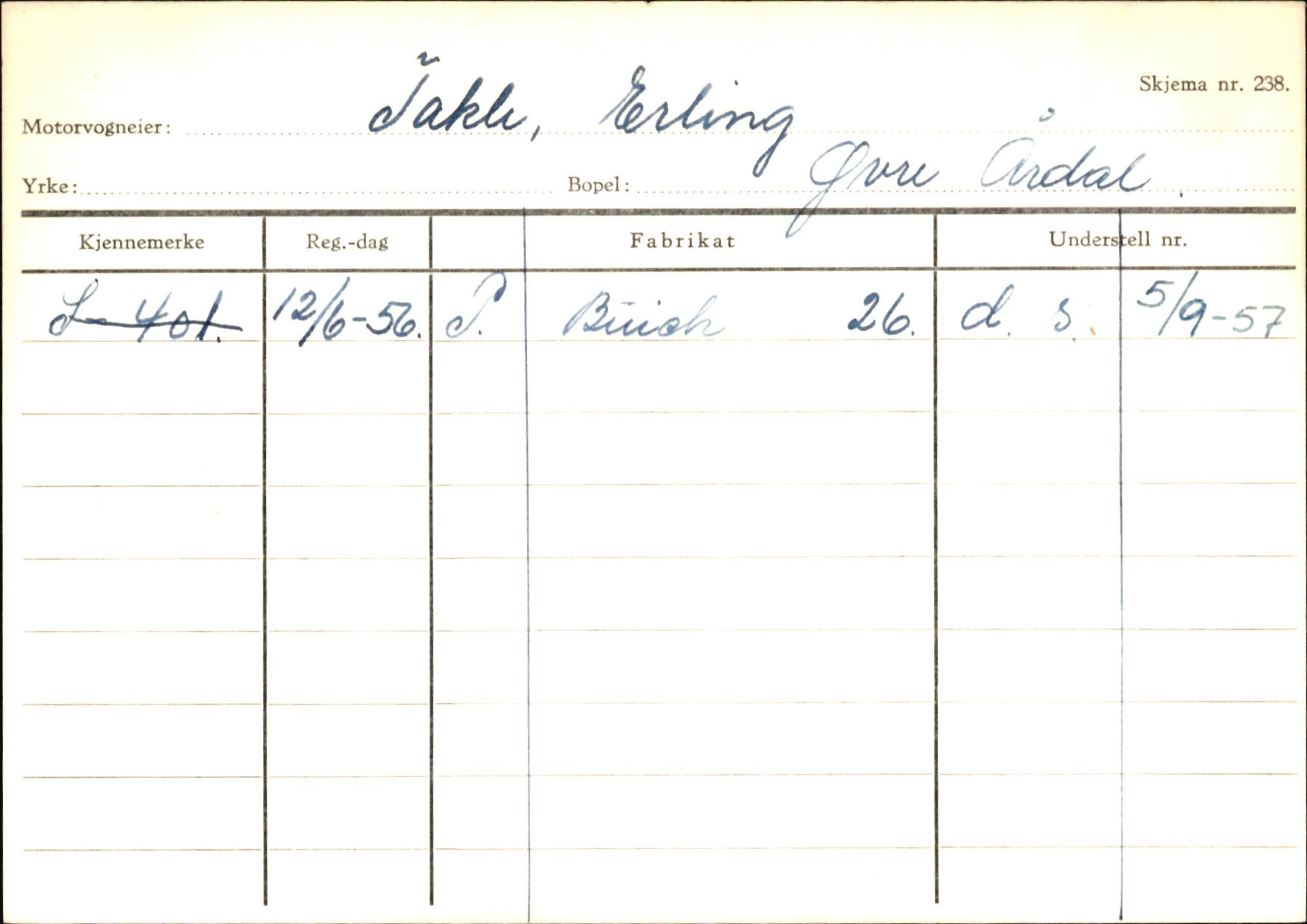 Statens vegvesen, Sogn og Fjordane vegkontor, AV/SAB-A-5301/4/F/L0146: Registerkort Årdal R-Å samt diverse kort, 1945-1975, p. 828