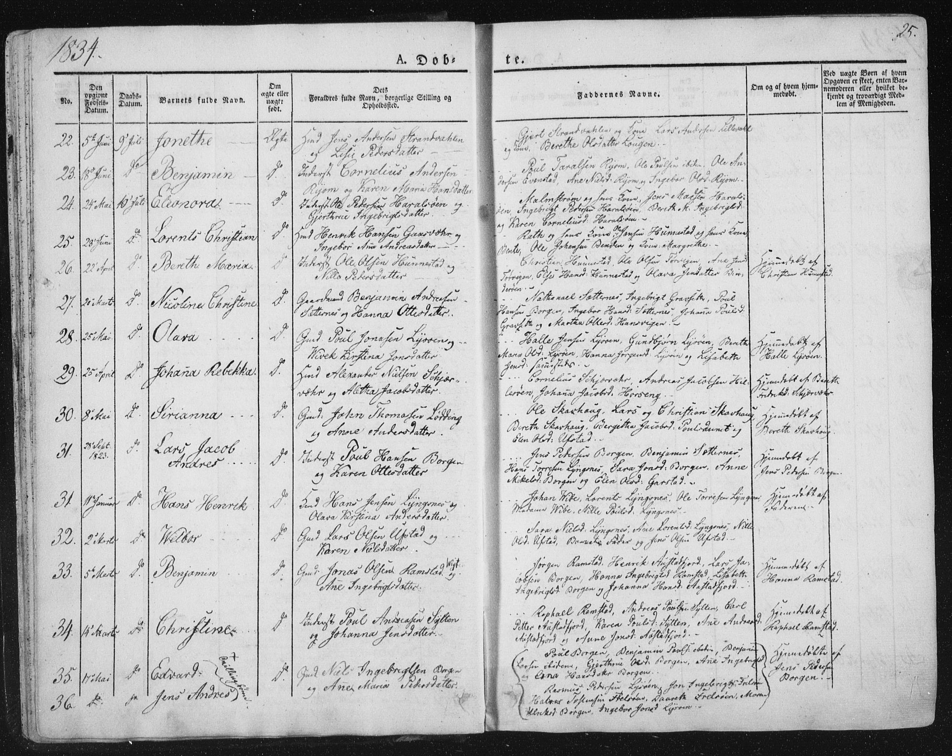 Ministerialprotokoller, klokkerbøker og fødselsregistre - Nord-Trøndelag, SAT/A-1458/784/L0669: Parish register (official) no. 784A04, 1829-1859, p. 25