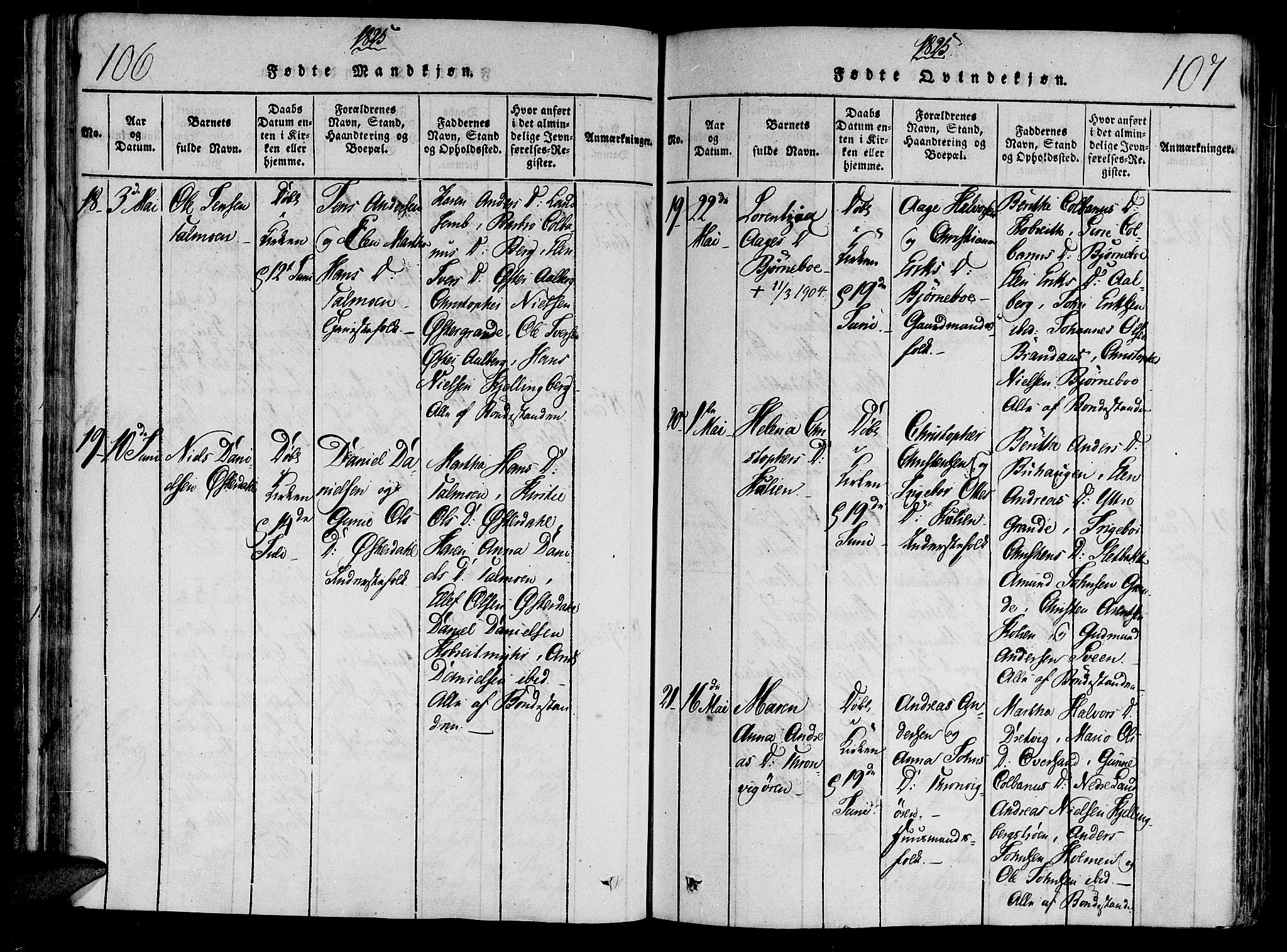 Ministerialprotokoller, klokkerbøker og fødselsregistre - Nord-Trøndelag, SAT/A-1458/701/L0005: Parish register (official) no. 701A05 /1, 1816-1825, p. 106-107