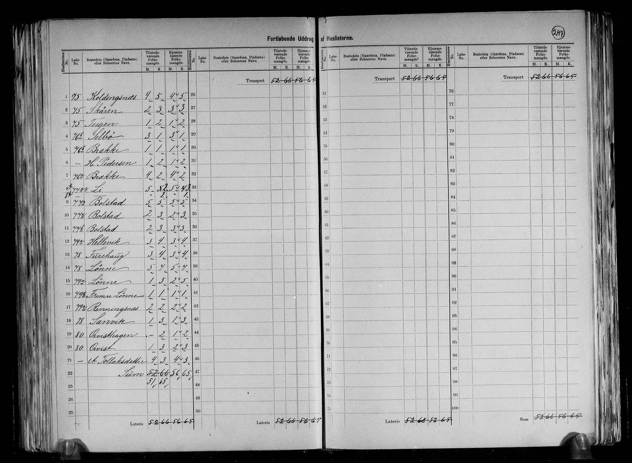 RA, 1891 census for 1417 Vik, 1891, p. 22