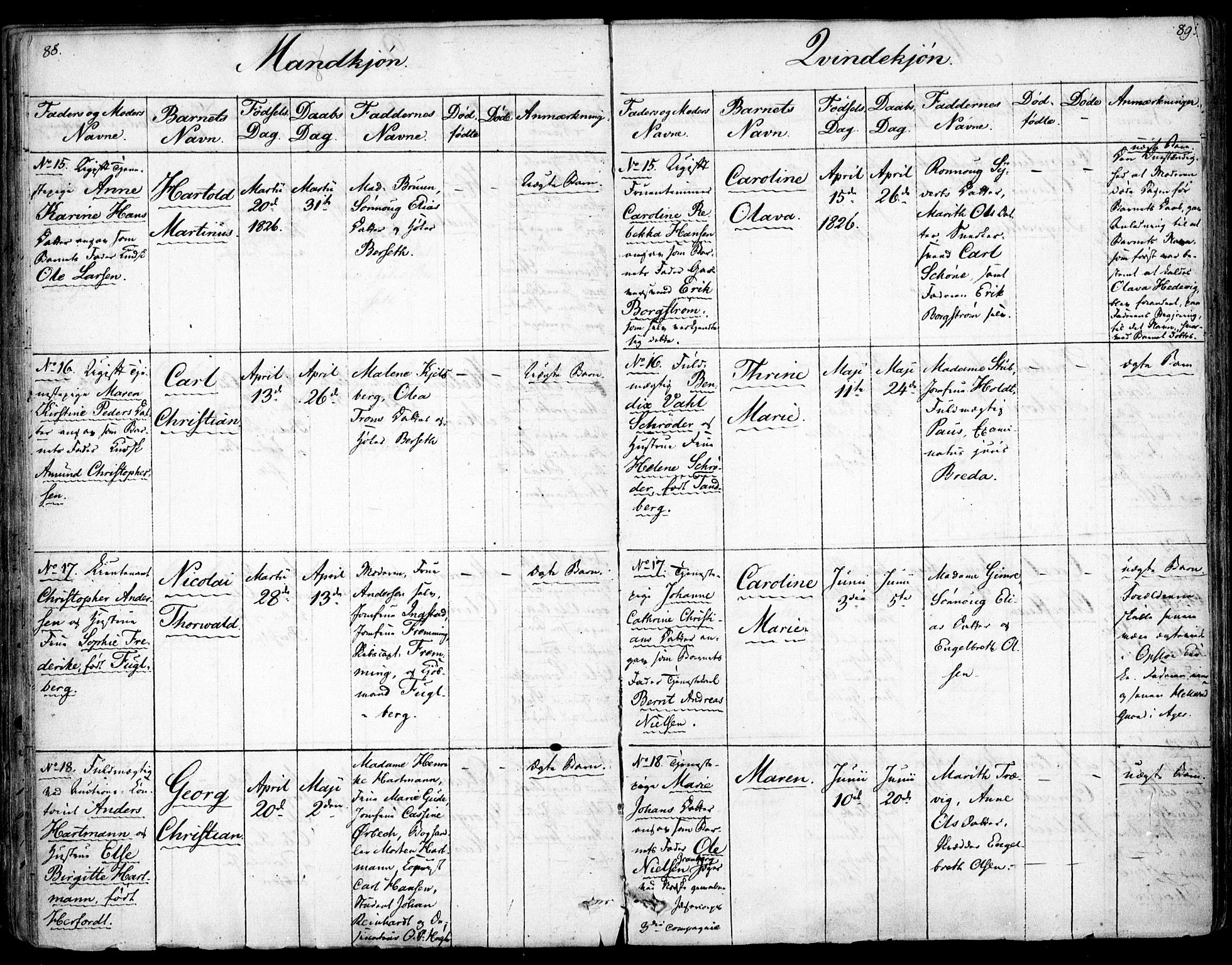 Rikshospitalet prestekontor Kirkebøker, SAO/A-10309b/F/L0001: Parish register (official) no. 1, 1818-1832, p. 88-89