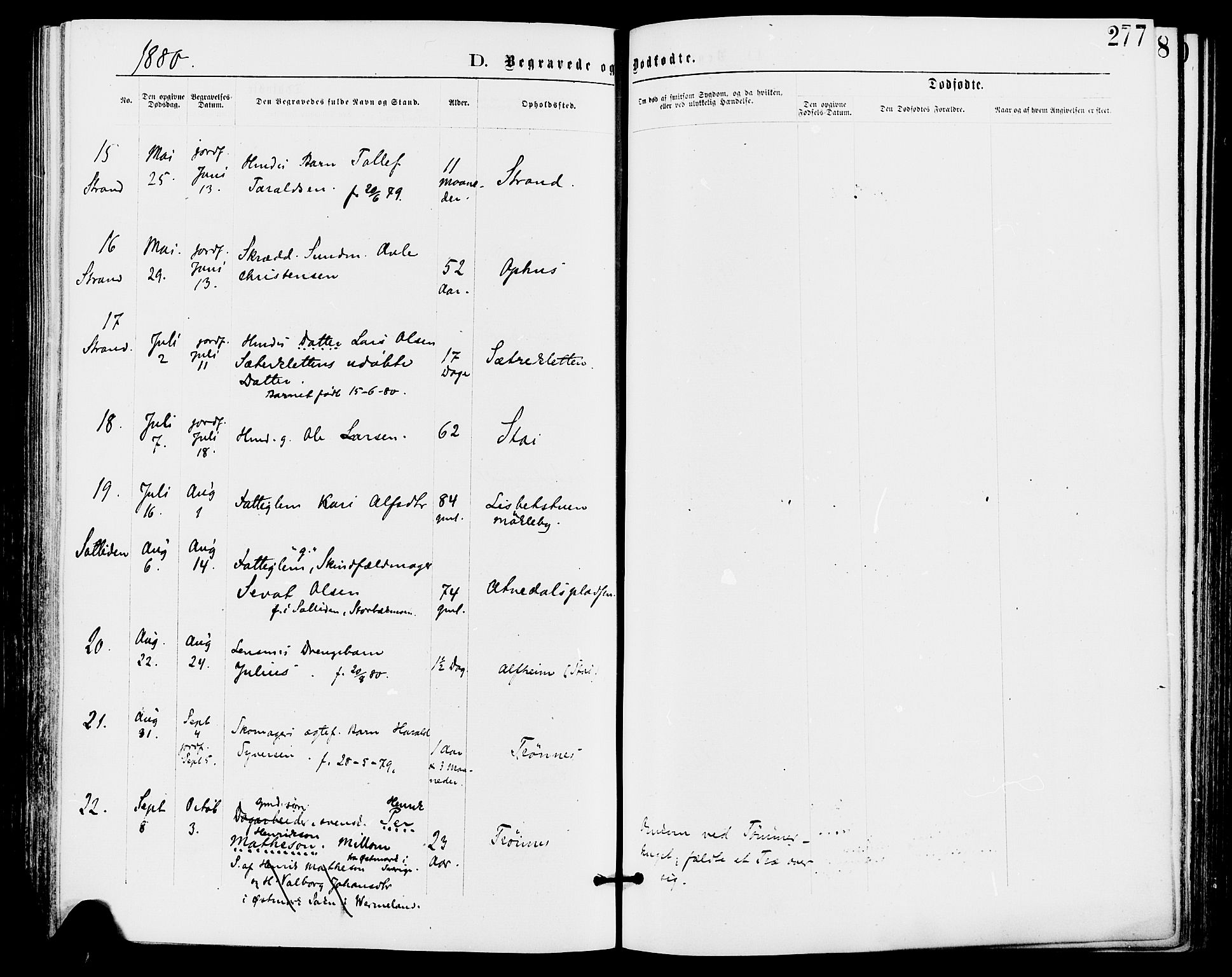 Stor-Elvdal prestekontor, SAH/PREST-052/H/Ha/Haa/L0001: Parish register (official) no. 1, 1871-1882, p. 277