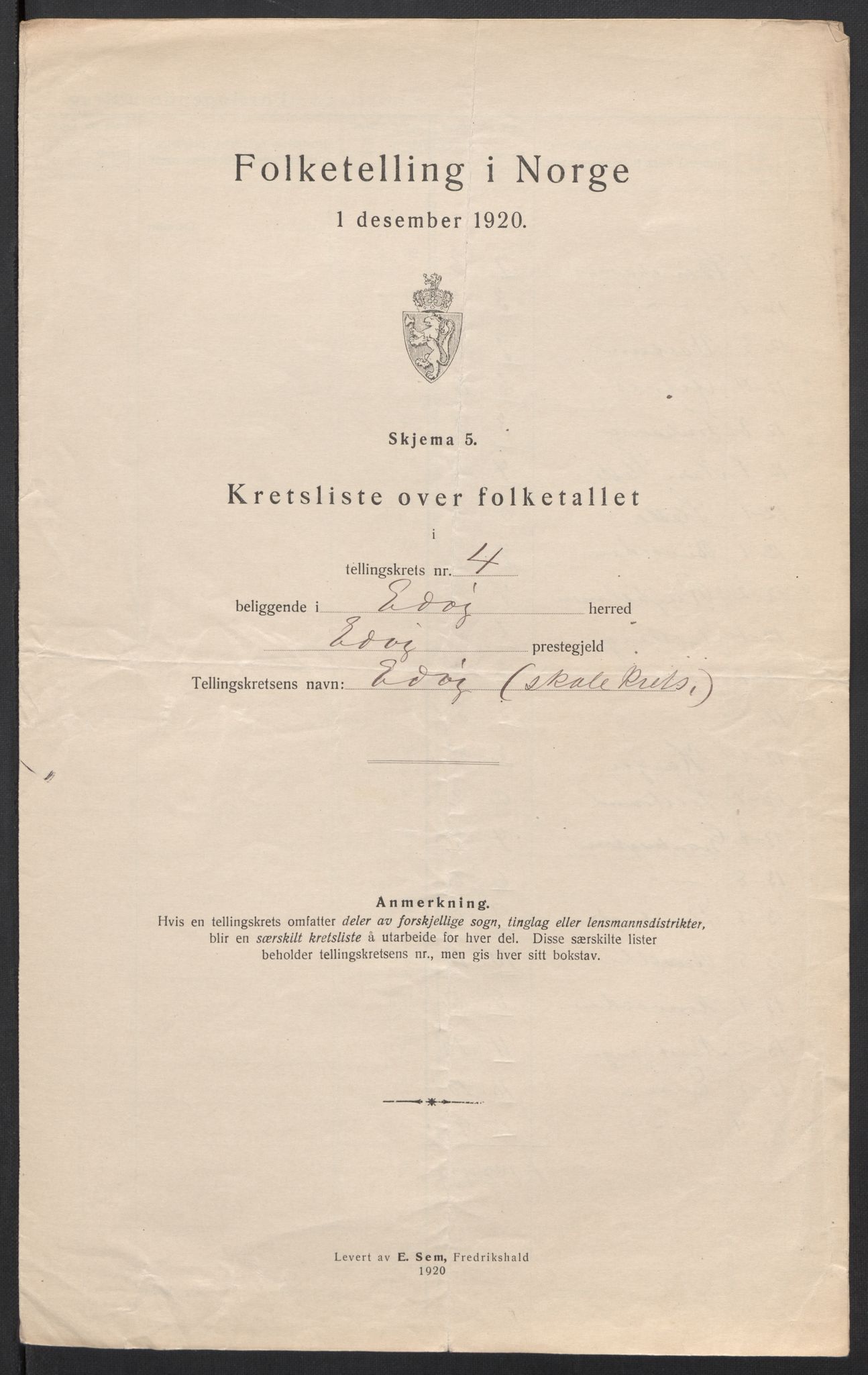 SAT, 1920 census for Edøy, 1920, p. 16
