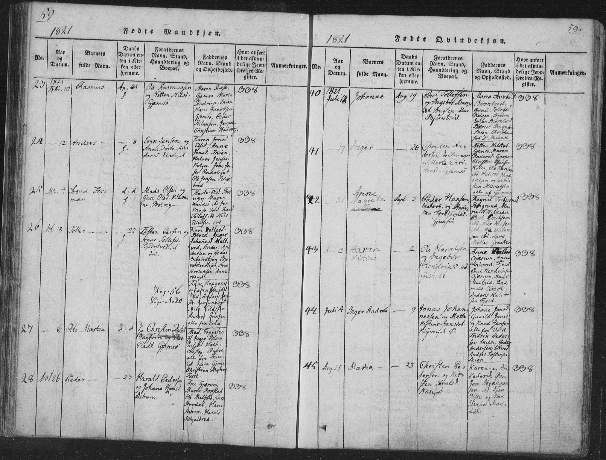 Solum kirkebøker, AV/SAKO-A-306/F/Fa/L0004: Parish register (official) no. I 4, 1814-1833, p. 59