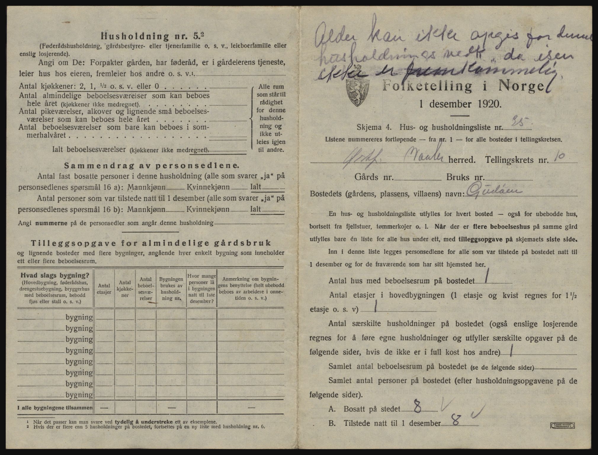 SAO, 1920 census for Våler, 1920, p. 906