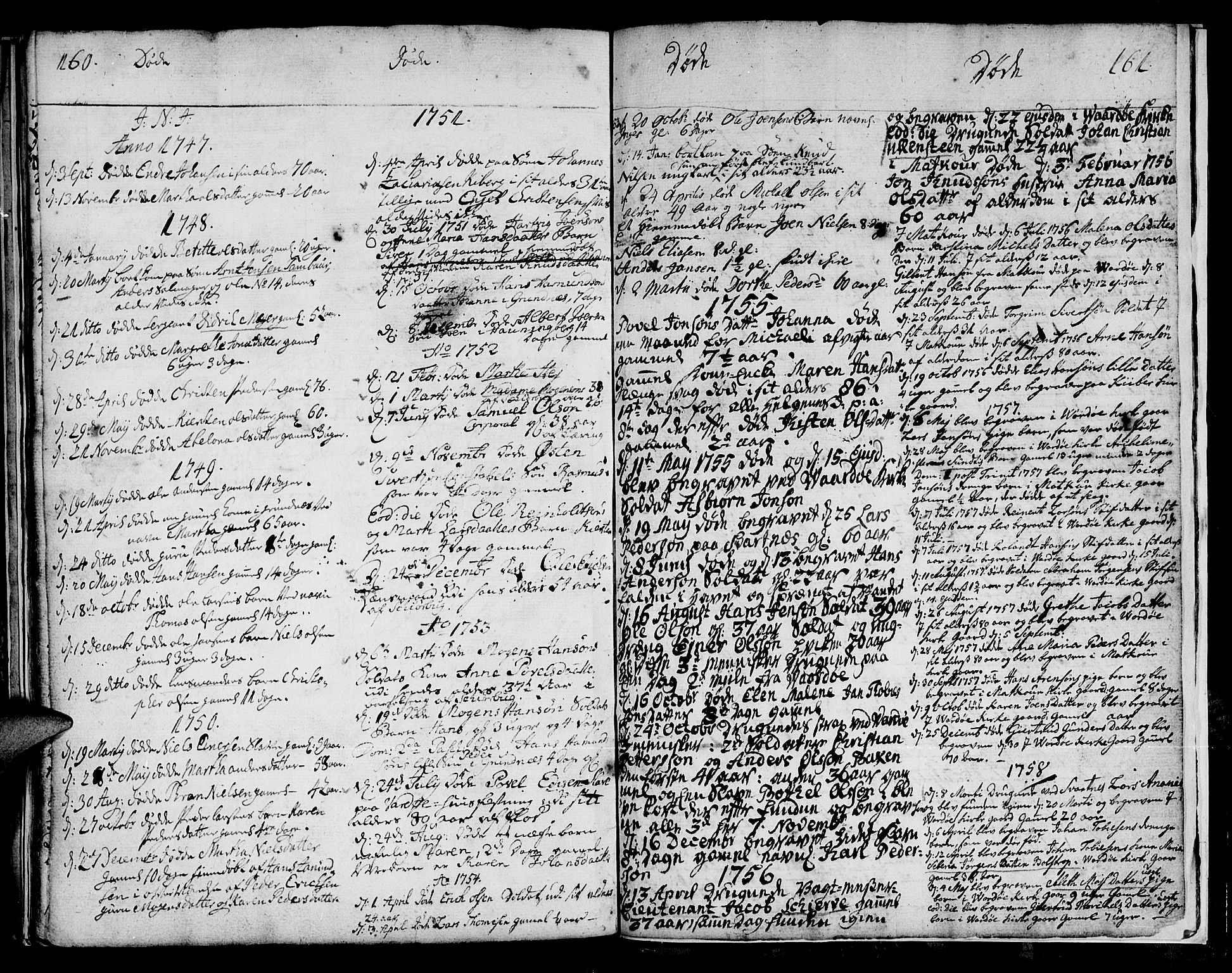 Vadsø sokneprestkontor, SATØ/S-1325/H/Ha/L0001kirke: Parish register (official) no. 1, 1747-1768, p. 160-161