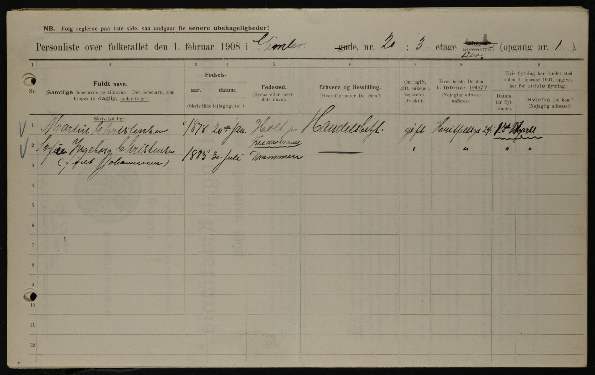 OBA, Municipal Census 1908 for Kristiania, 1908, p. 26294