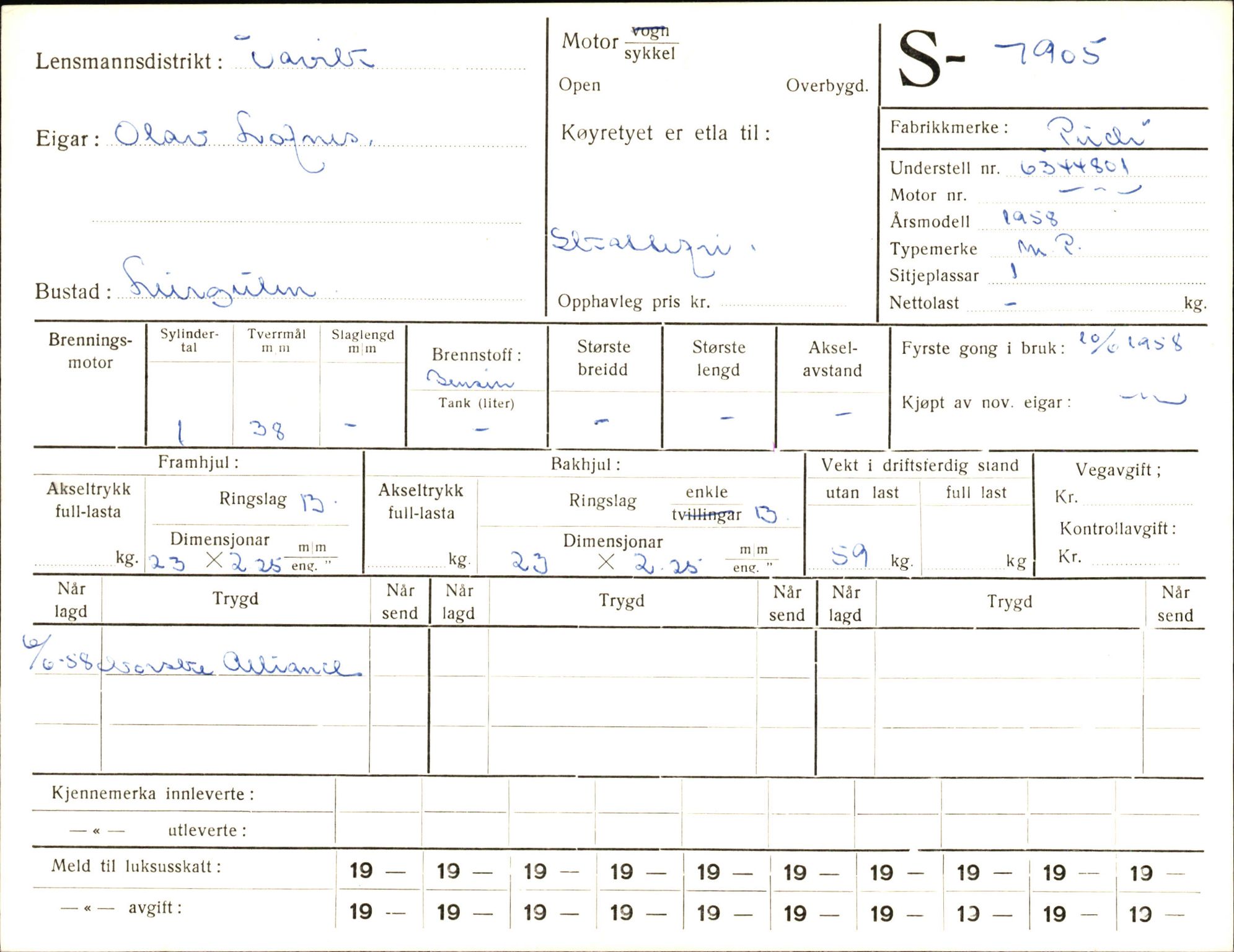 Statens vegvesen, Sogn og Fjordane vegkontor, AV/SAB-A-5301/4/F/L0005: Registerkort utmeldte Fjordane S7900-8299, 1930-1961, p. 10