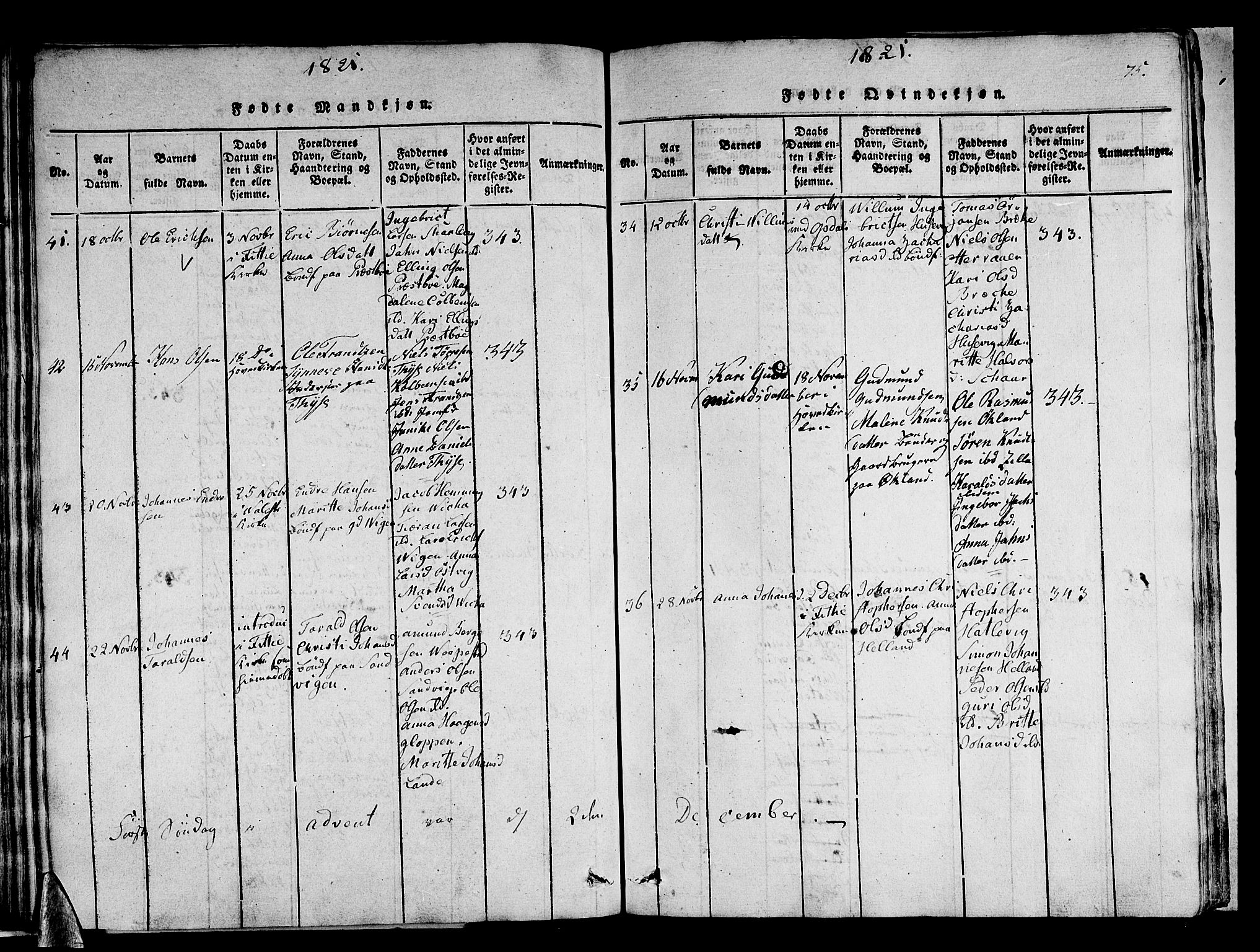 Stord sokneprestembete, AV/SAB-A-78201/H/Haa: Parish register (official) no. A 5, 1816-1825, p. 75