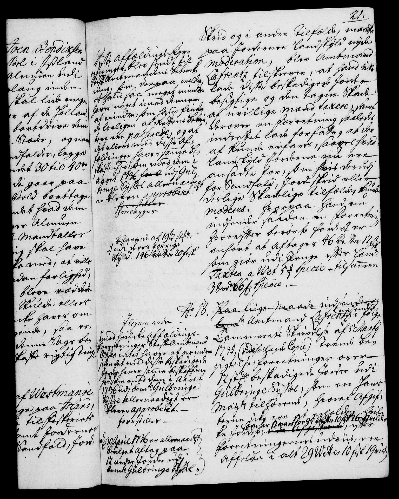 Rentekammeret, Kammerkanselliet, RA/EA-3111/G/Gh/Gha/L0020: Norsk ekstraktmemorialprotokoll (merket RK 53.65), 1738-1739, p. 21