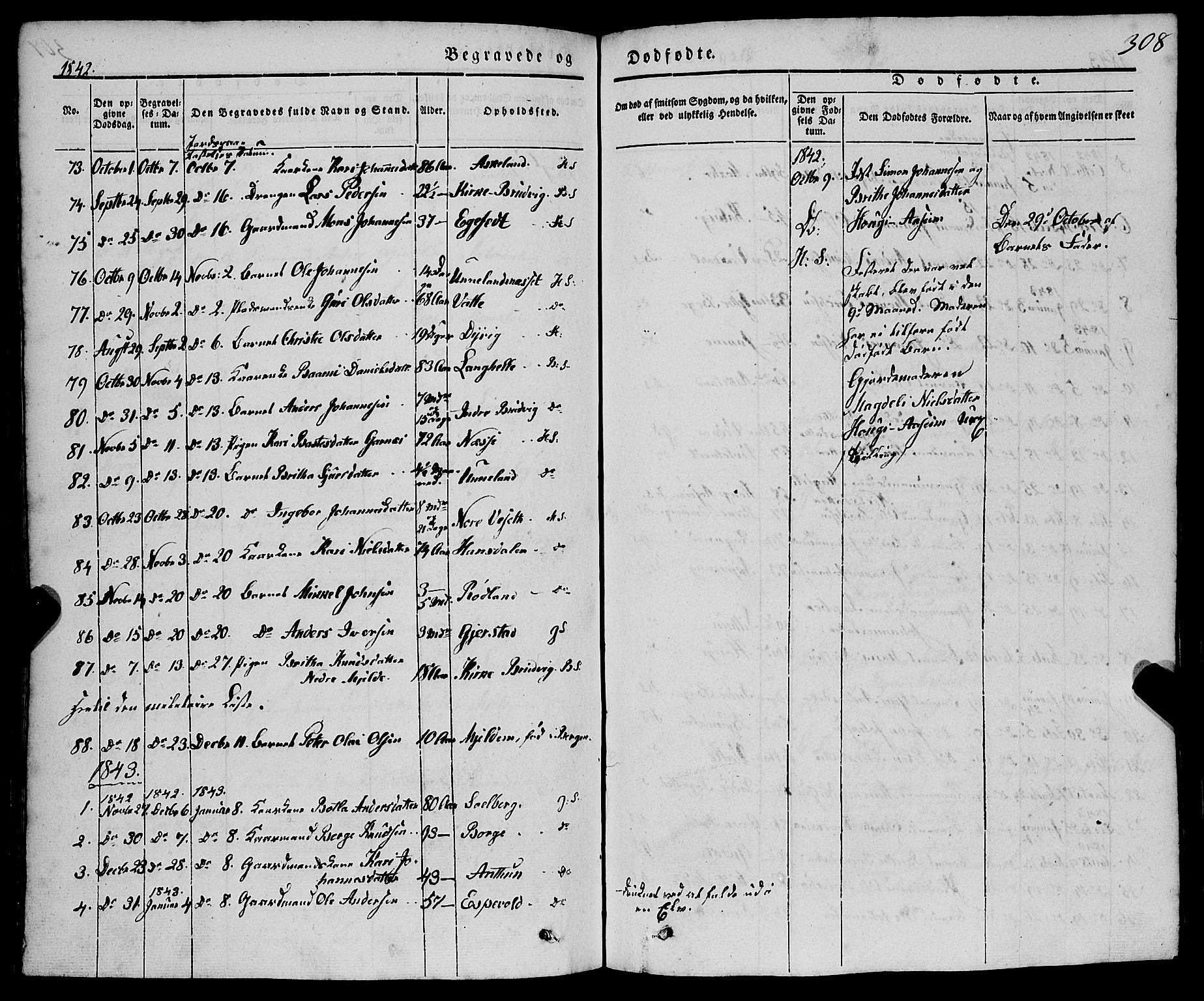 Haus sokneprestembete, AV/SAB-A-75601/H/Haa: Parish register (official) no. A 15, 1838-1847, p. 308