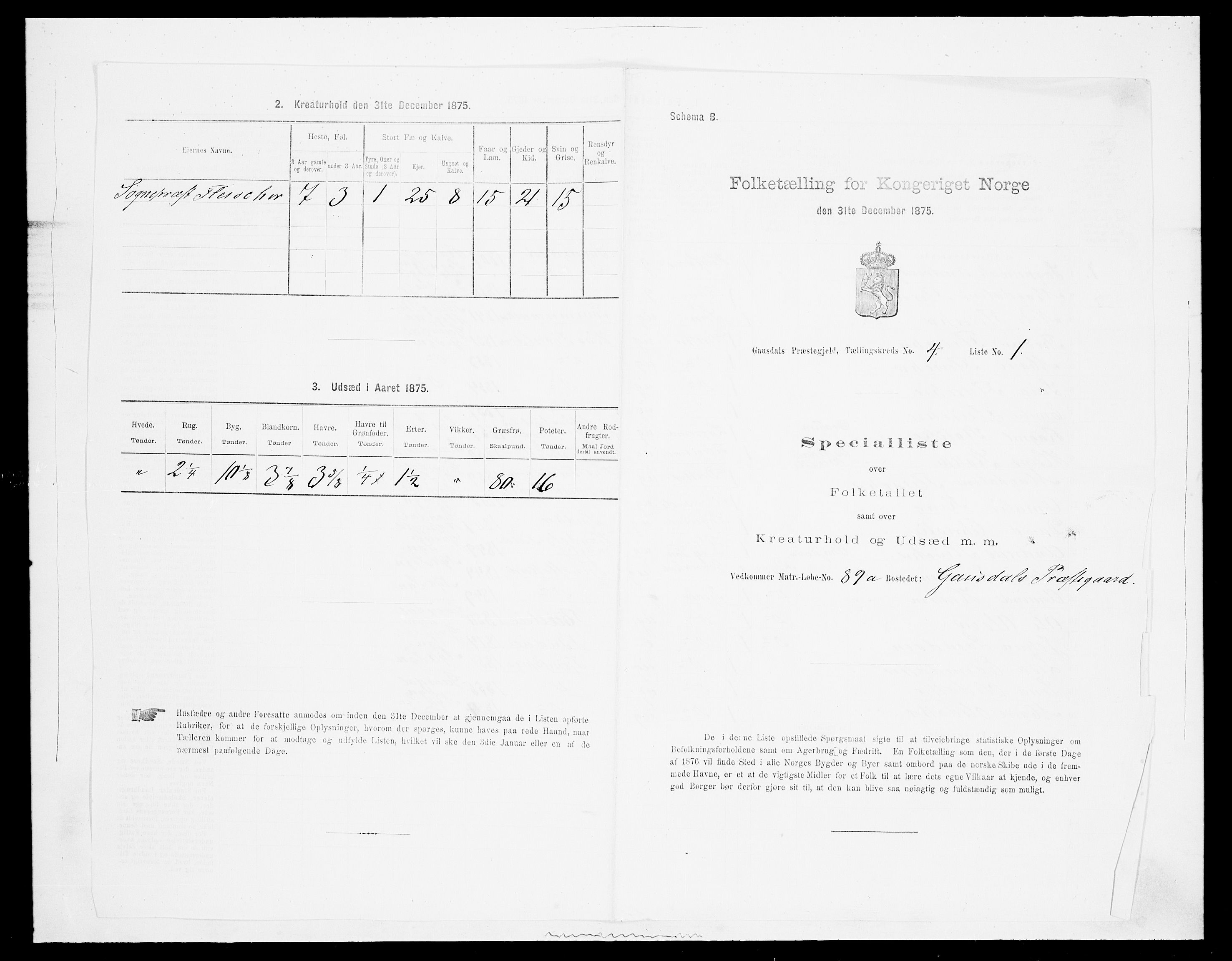 SAH, 1875 census for 0522P Gausdal, 1875, p. 721