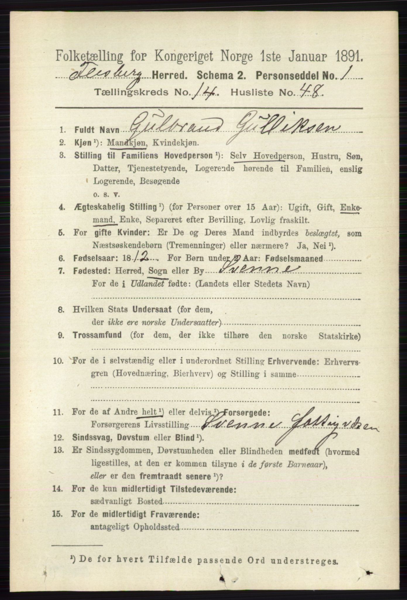 RA, 1891 census for 0631 Flesberg, 1891, p. 2662