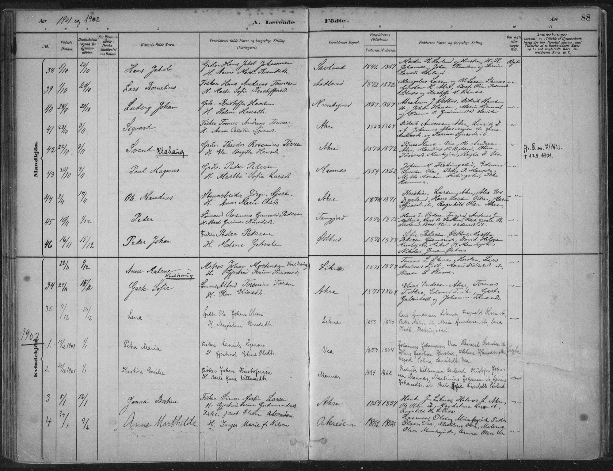 Kopervik sokneprestkontor, SAST/A-101850/H/Ha/Haa/L0004: Parish register (official) no. A 4, 1882-1905, p. 88