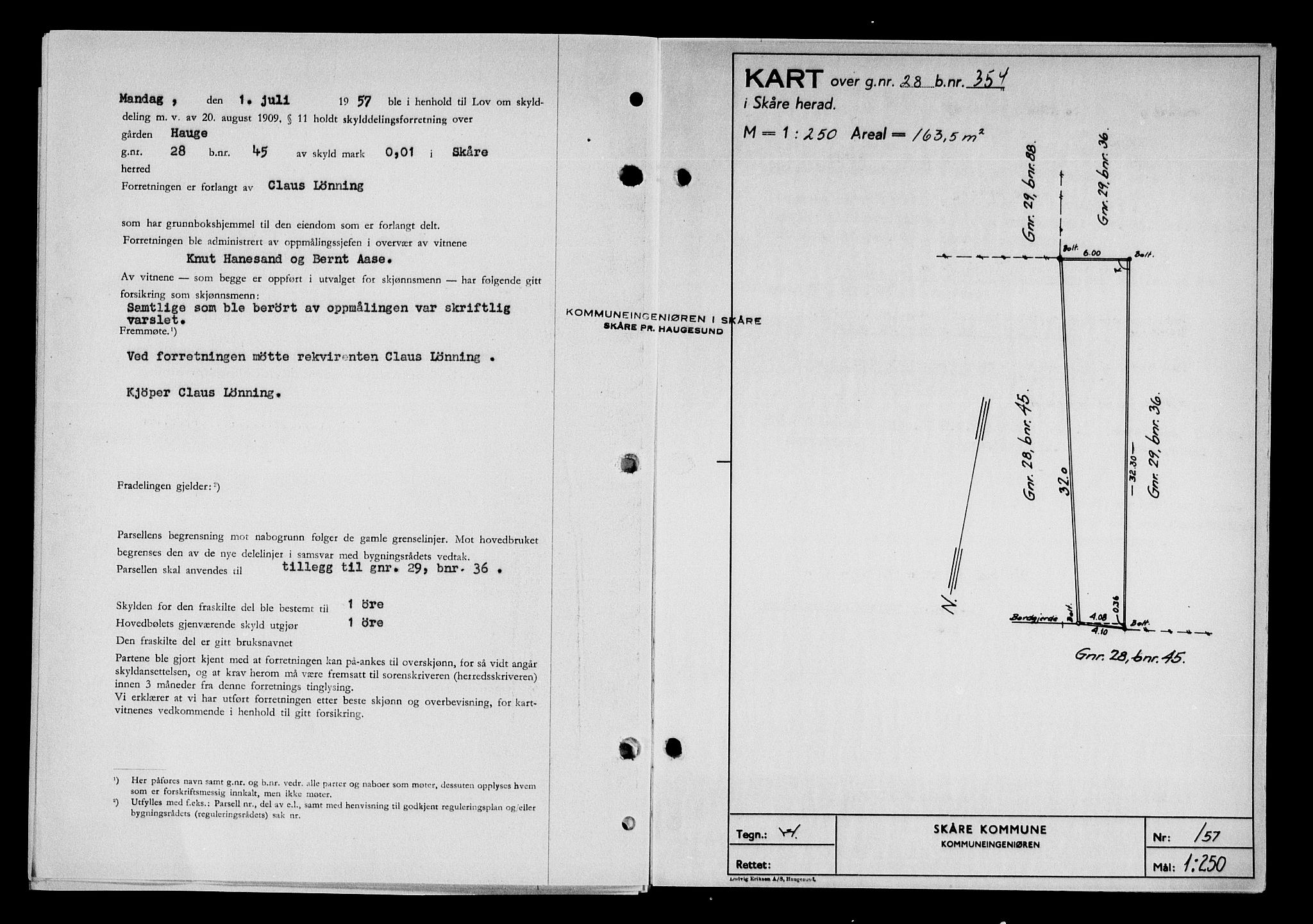 Karmsund sorenskriveri, AV/SAST-A-100311/01/II/IIB/L0125: Mortgage book no. 105A, 1957-1957, Diary no: : 2211/1957