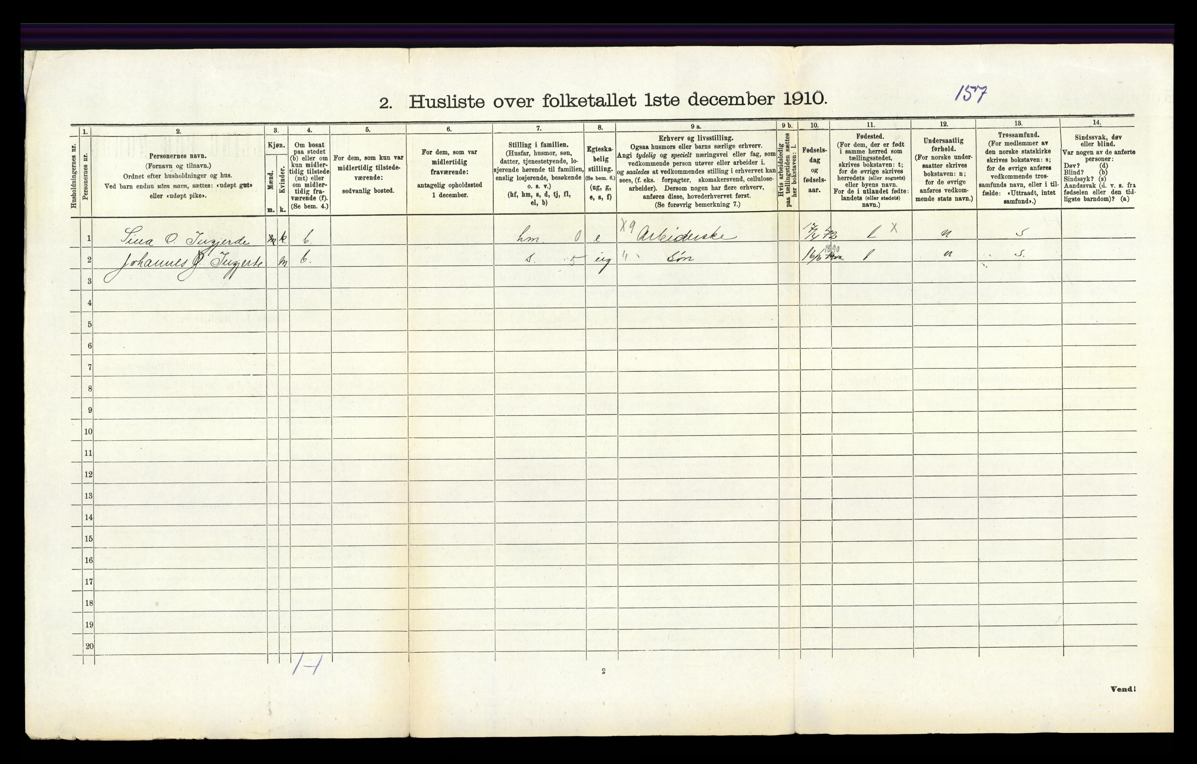 RA, 1910 census for Nedstrand, 1910, p. 92