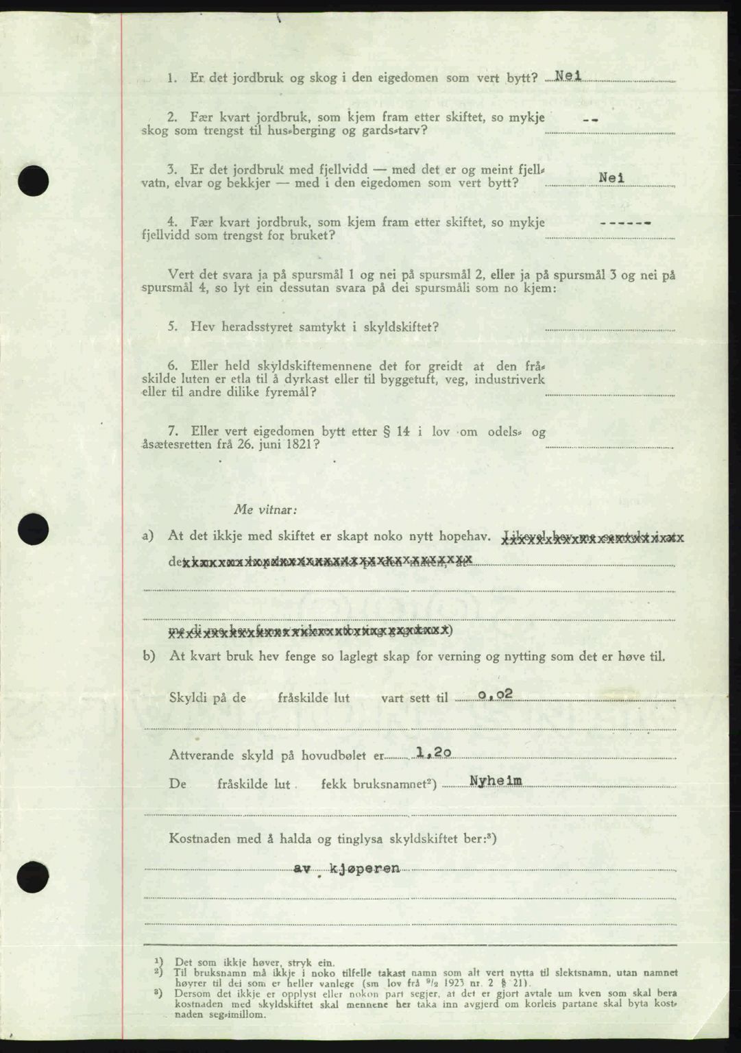 Romsdal sorenskriveri, SAT/A-4149/1/2/2C: Mortgage book no. A22, 1947-1947, Diary no: : 1003/1947