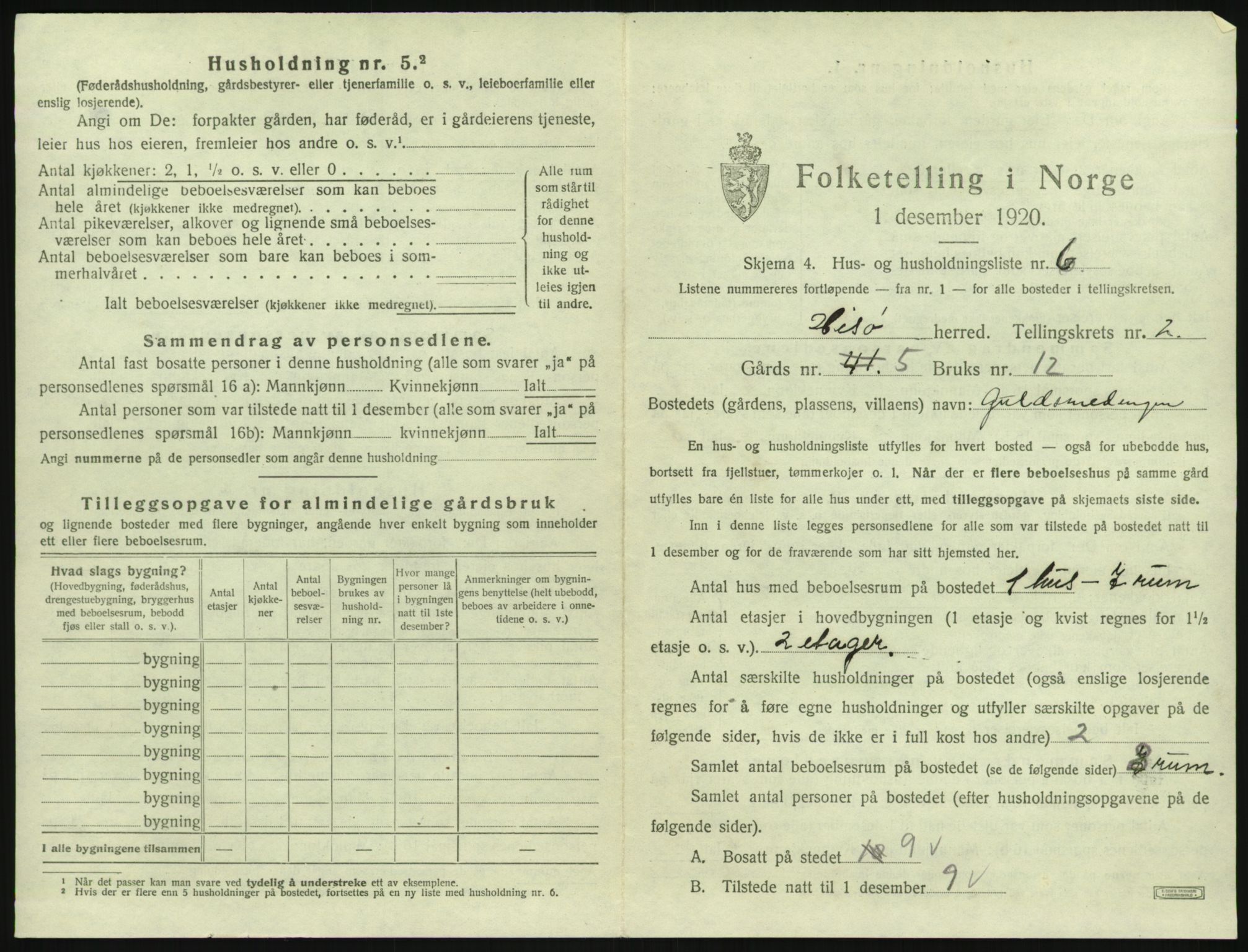 SAK, 1920 census for Hisøy, 1920, p. 366