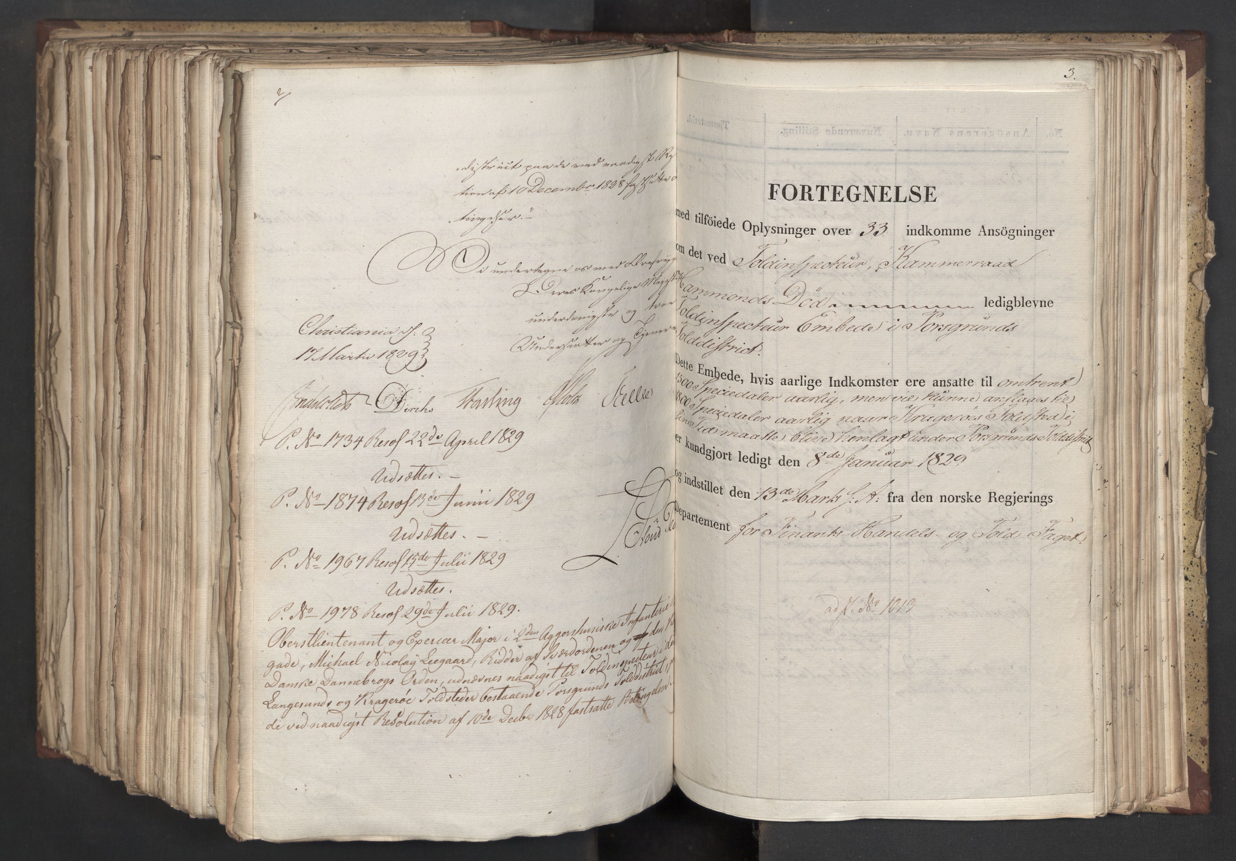 Statsrådsavdelingen i Stockholm, AV/RA-S-1003/D/Da/L0058: Regjeringsinnstillinger nr. 808-1073, 1829, p. 612