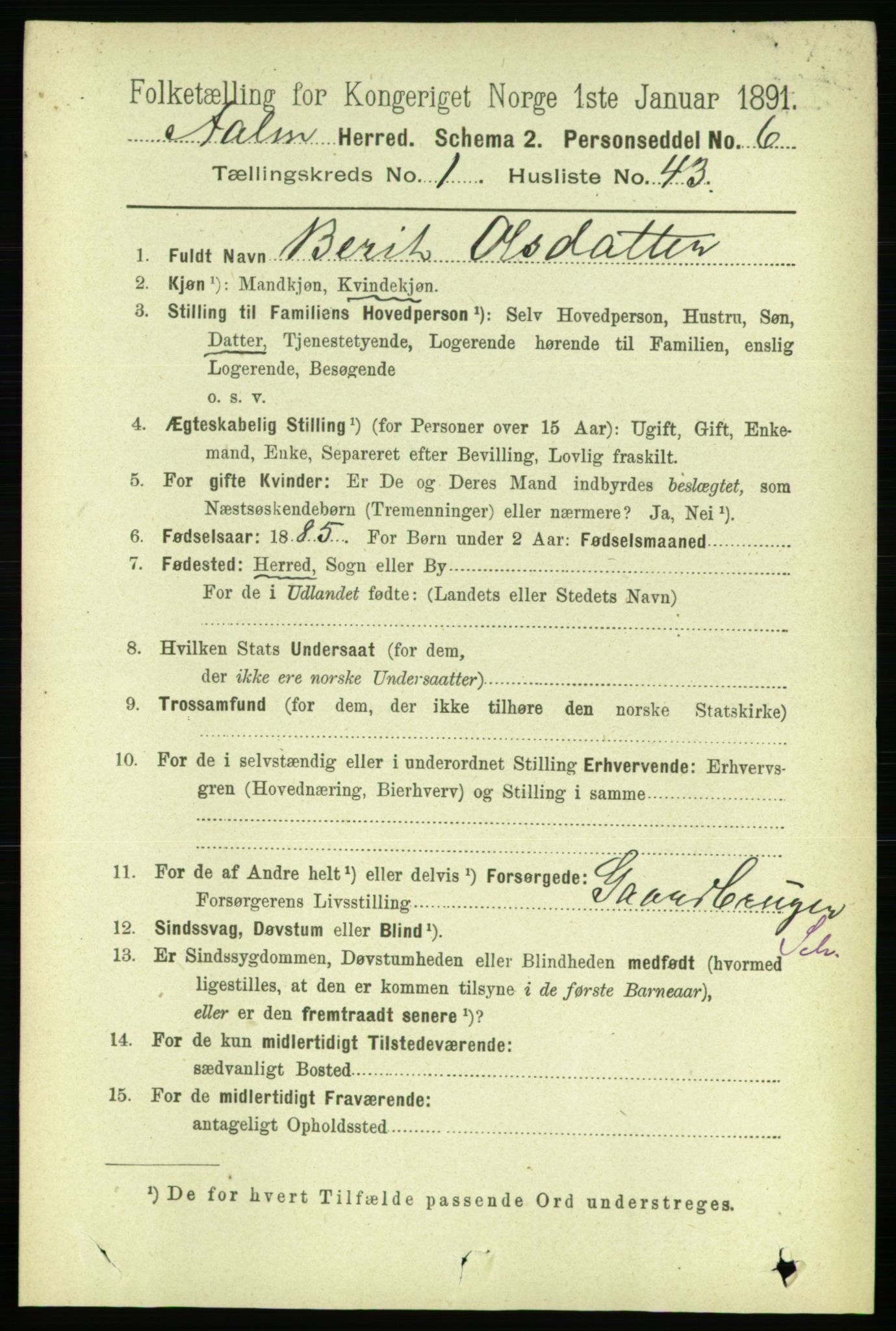 RA, 1891 census for 1644 Ålen, 1891, p. 323