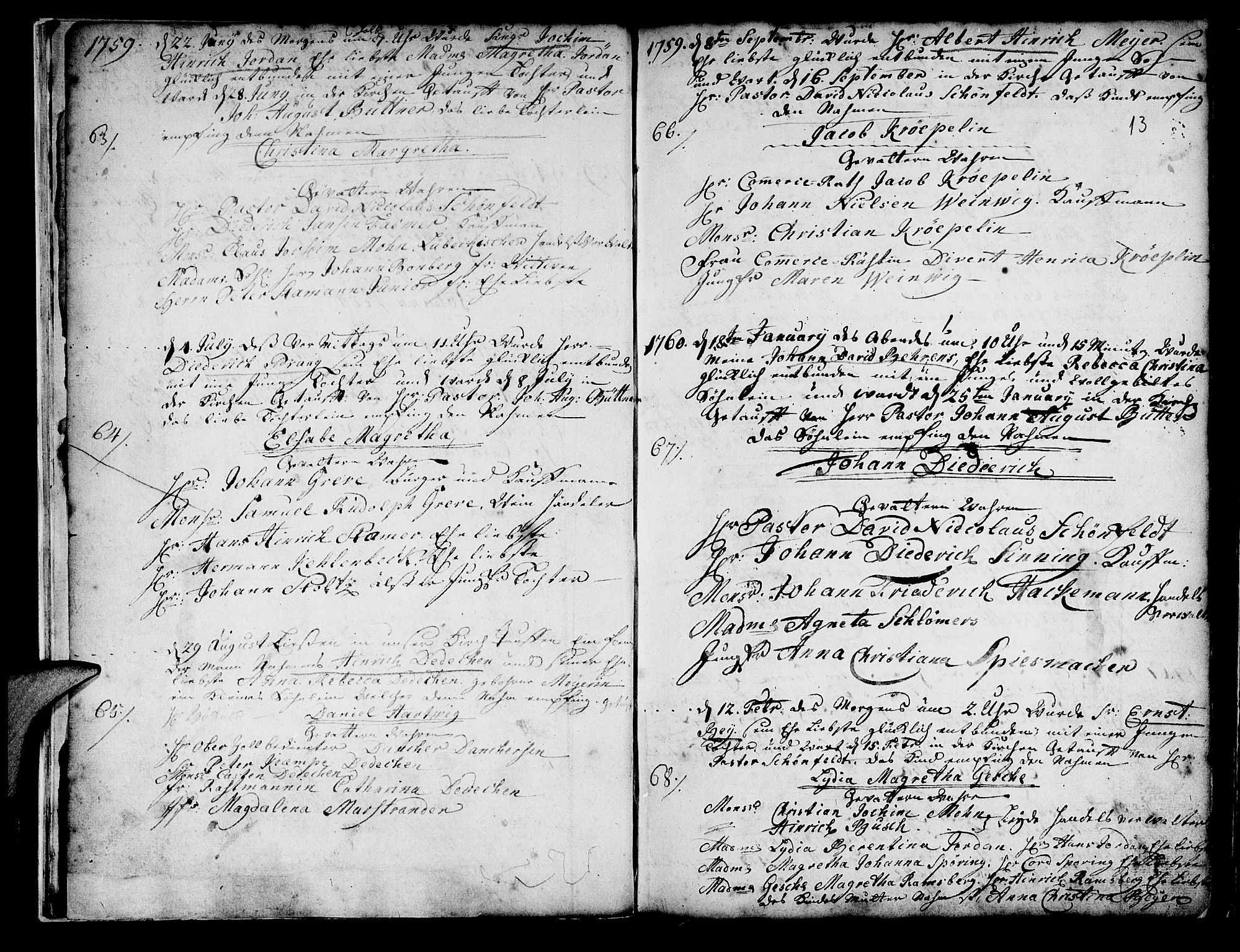 Mariakirken Sokneprestembete, SAB/A-76901/H/Haa/L0001: Parish register (official) no. A 1, 1740-1784, p. 13