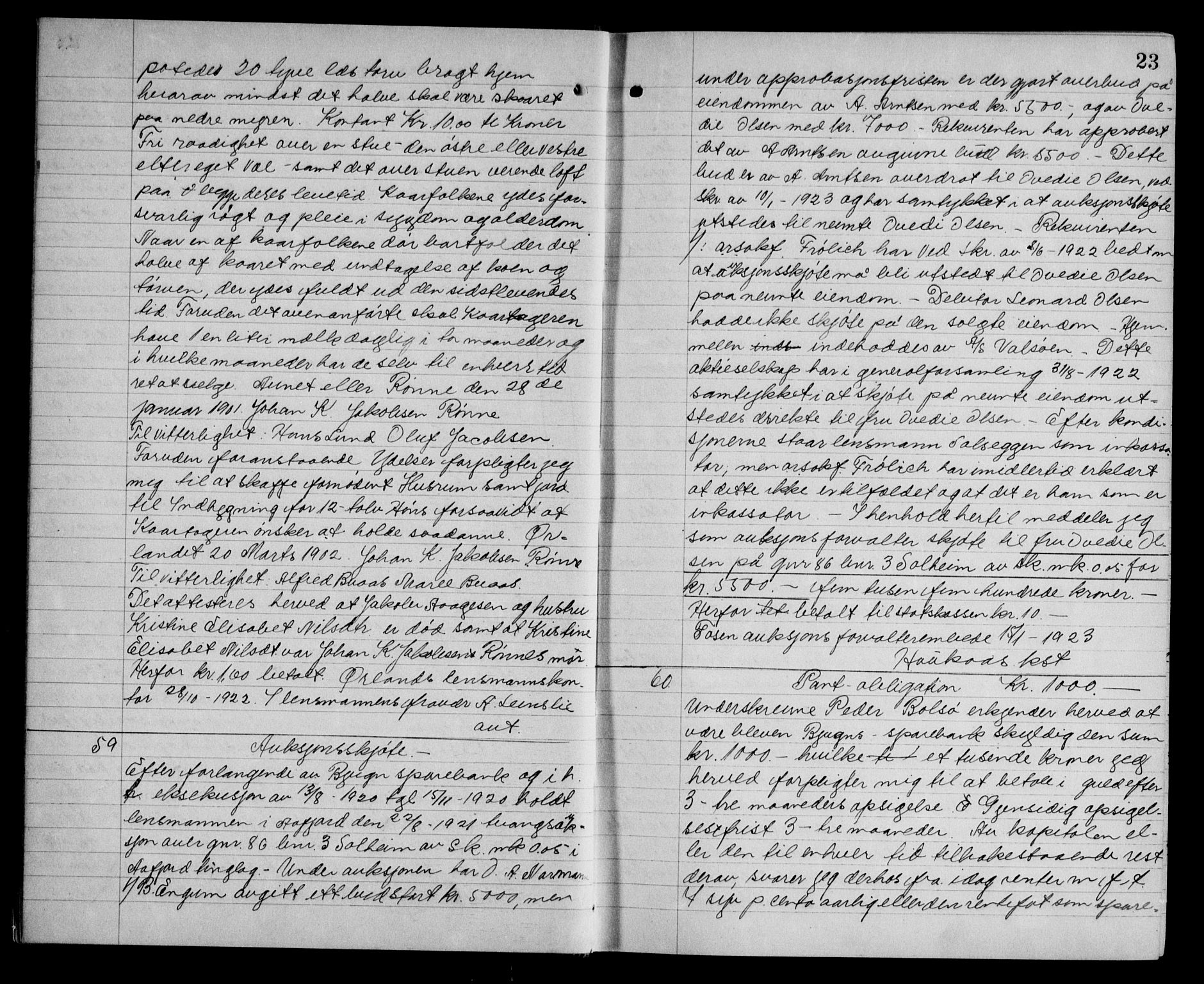 Fosen sorenskriveri, AV/SAT-A-1107/1/2/2C/L0059: Mortgage book no. 50, 1923-1923, p. 23