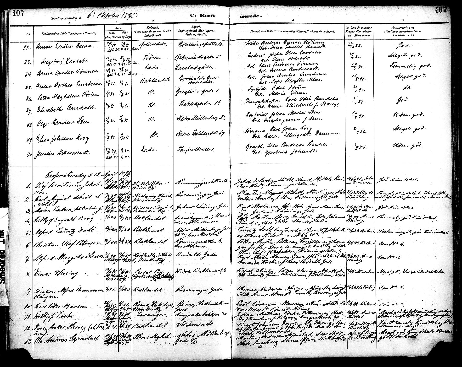 Ministerialprotokoller, klokkerbøker og fødselsregistre - Sør-Trøndelag, SAT/A-1456/604/L0197: Parish register (official) no. 604A18, 1893-1900, p. 407