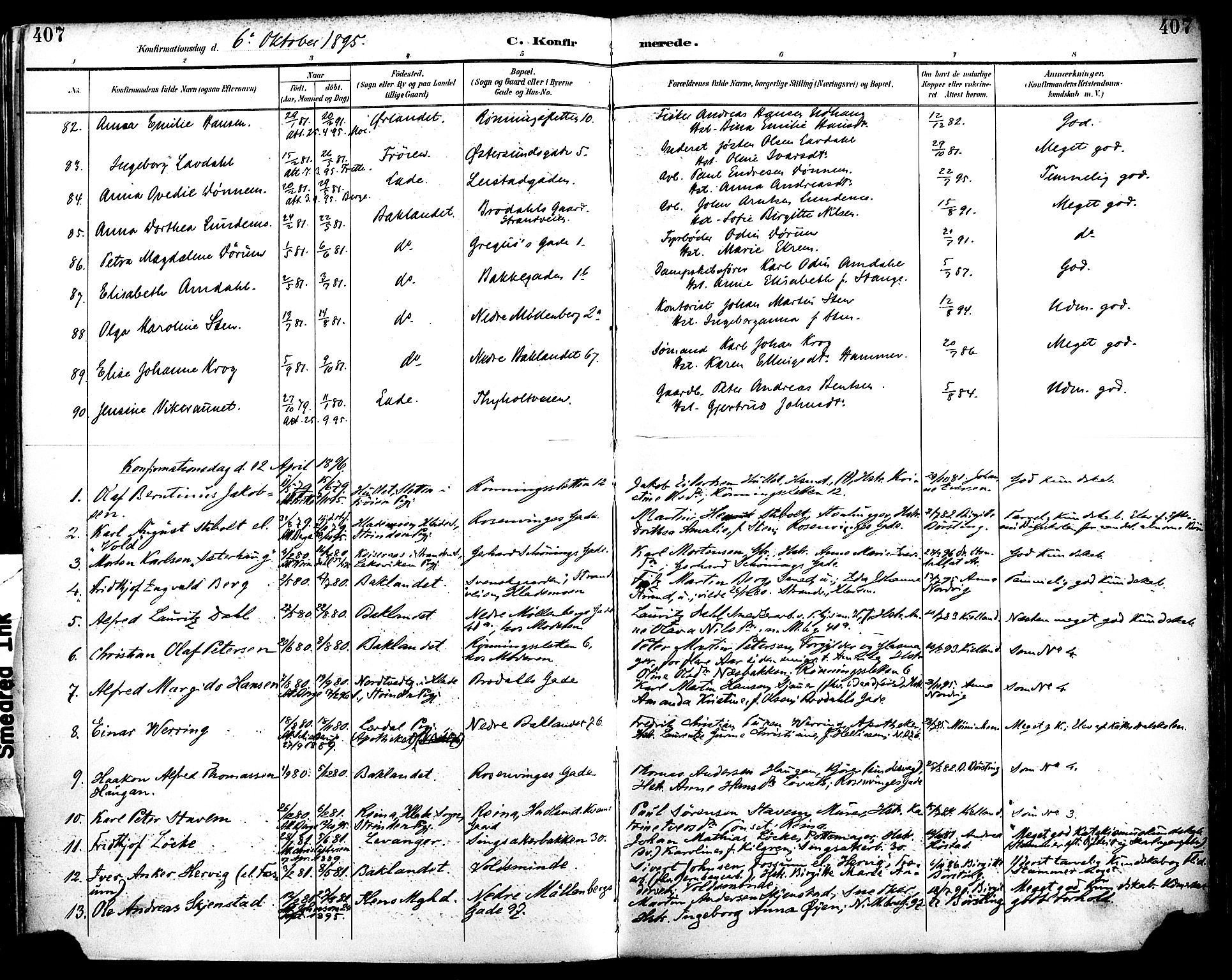 Ministerialprotokoller, klokkerbøker og fødselsregistre - Sør-Trøndelag, AV/SAT-A-1456/604/L0197: Parish register (official) no. 604A18, 1893-1900, p. 407