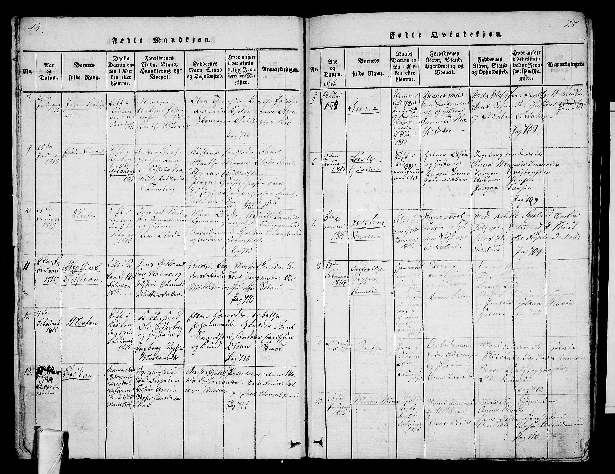 Tønsberg kirkebøker, AV/SAKO-A-330/F/Fa/L0004: Parish register (official) no. I 4, 1813-1826, p. 14-15