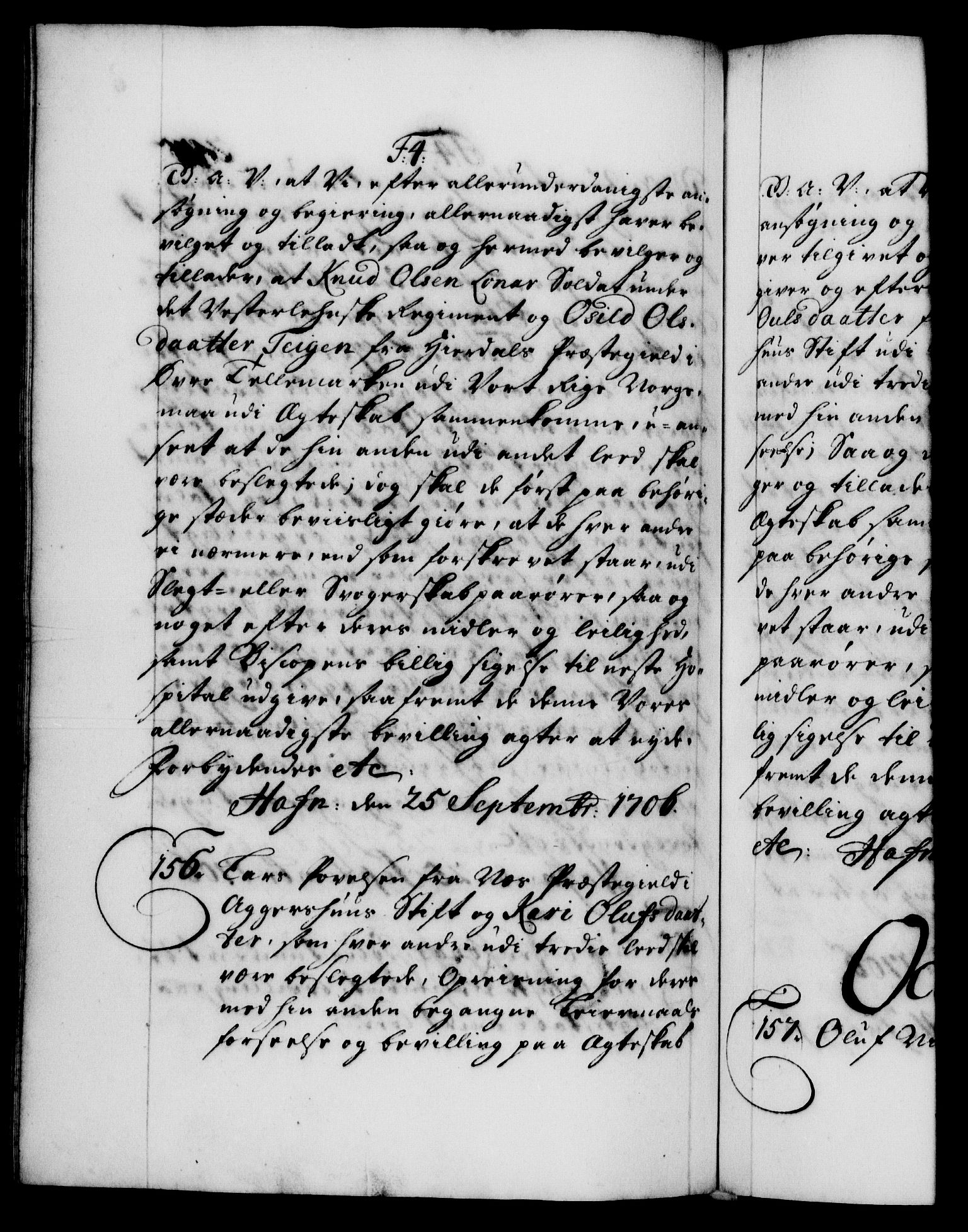 Danske Kanselli 1572-1799, AV/RA-EA-3023/F/Fc/Fca/Fcaa/L0019: Norske registre, 1704-1707, p. 395b