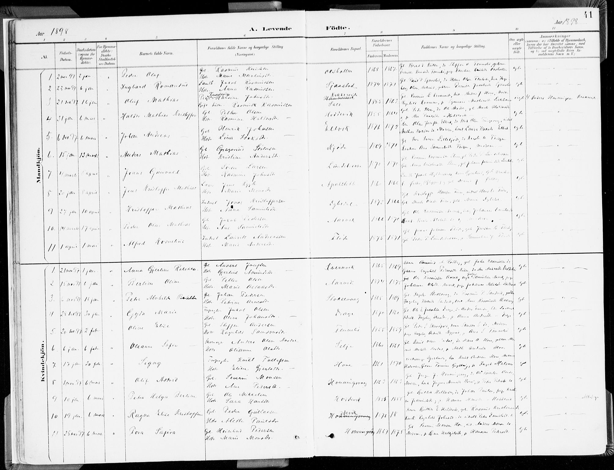 Selje sokneprestembete, SAB/A-99938/H/Ha/Haa/Haab: Parish register (official) no. B 2, 1891-1907, p. 41