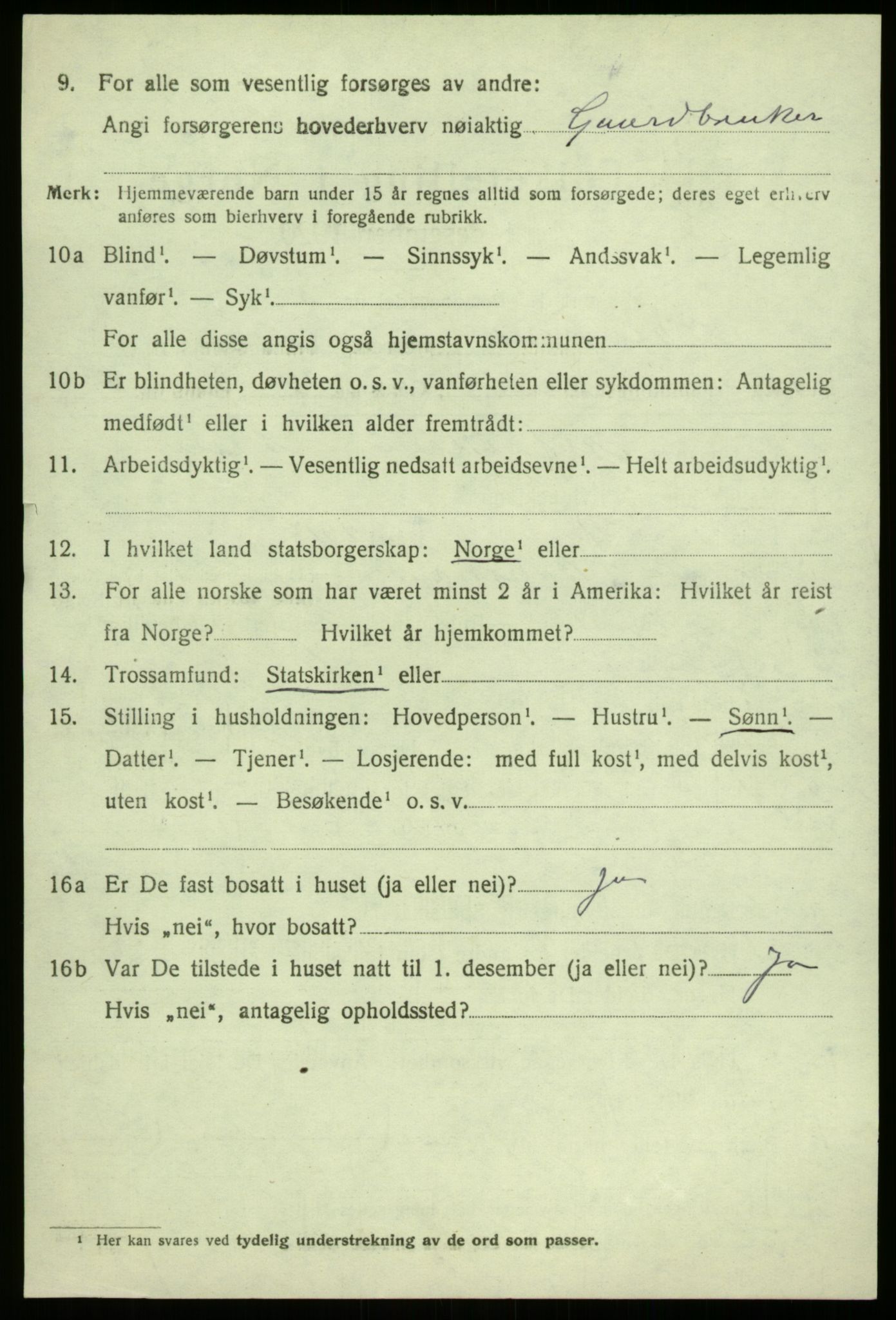 SAB, 1920 census for Balestrand, 1920, p. 2481