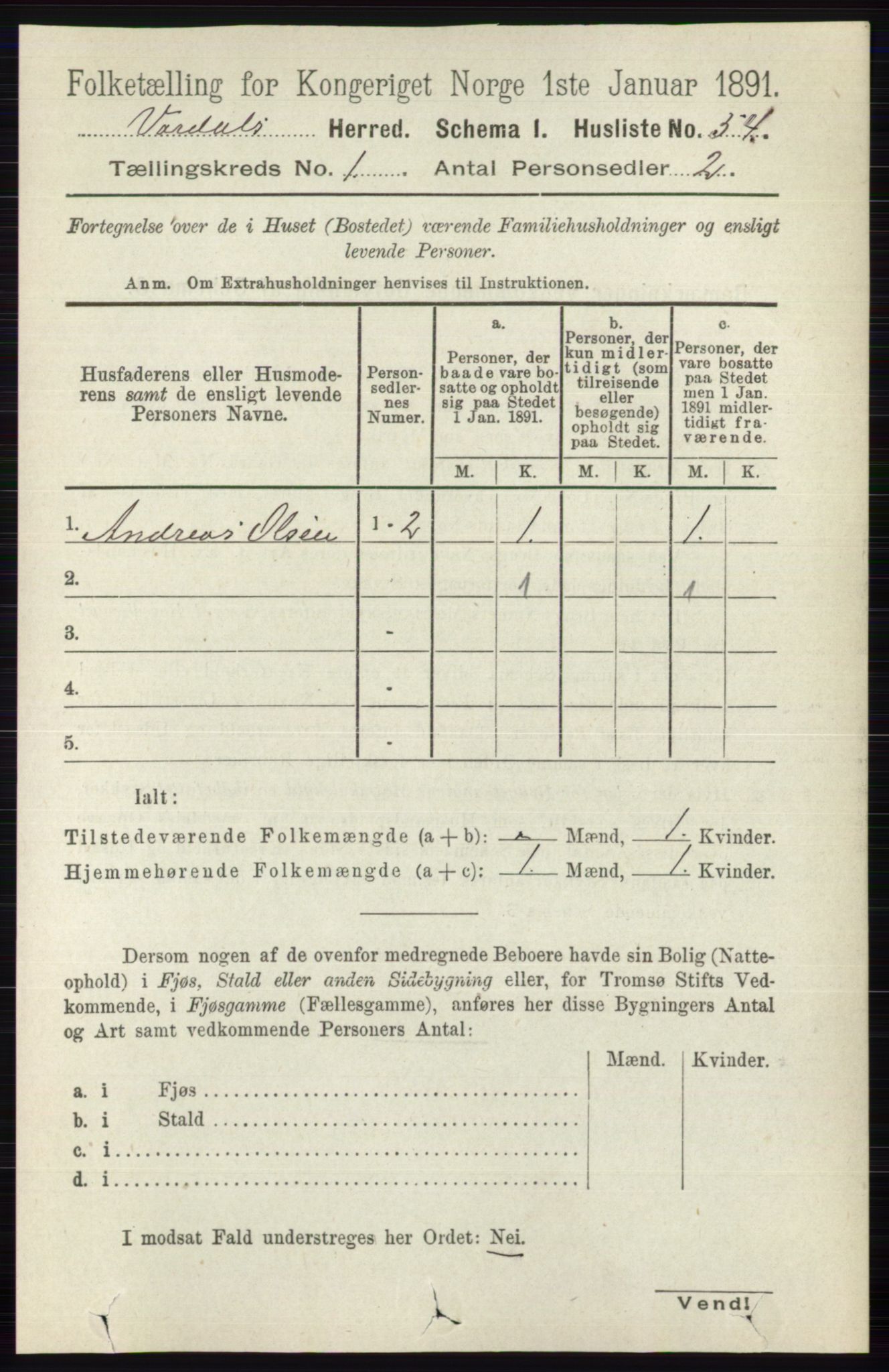 RA, 1891 census for 0527 Vardal, 1891, p. 80