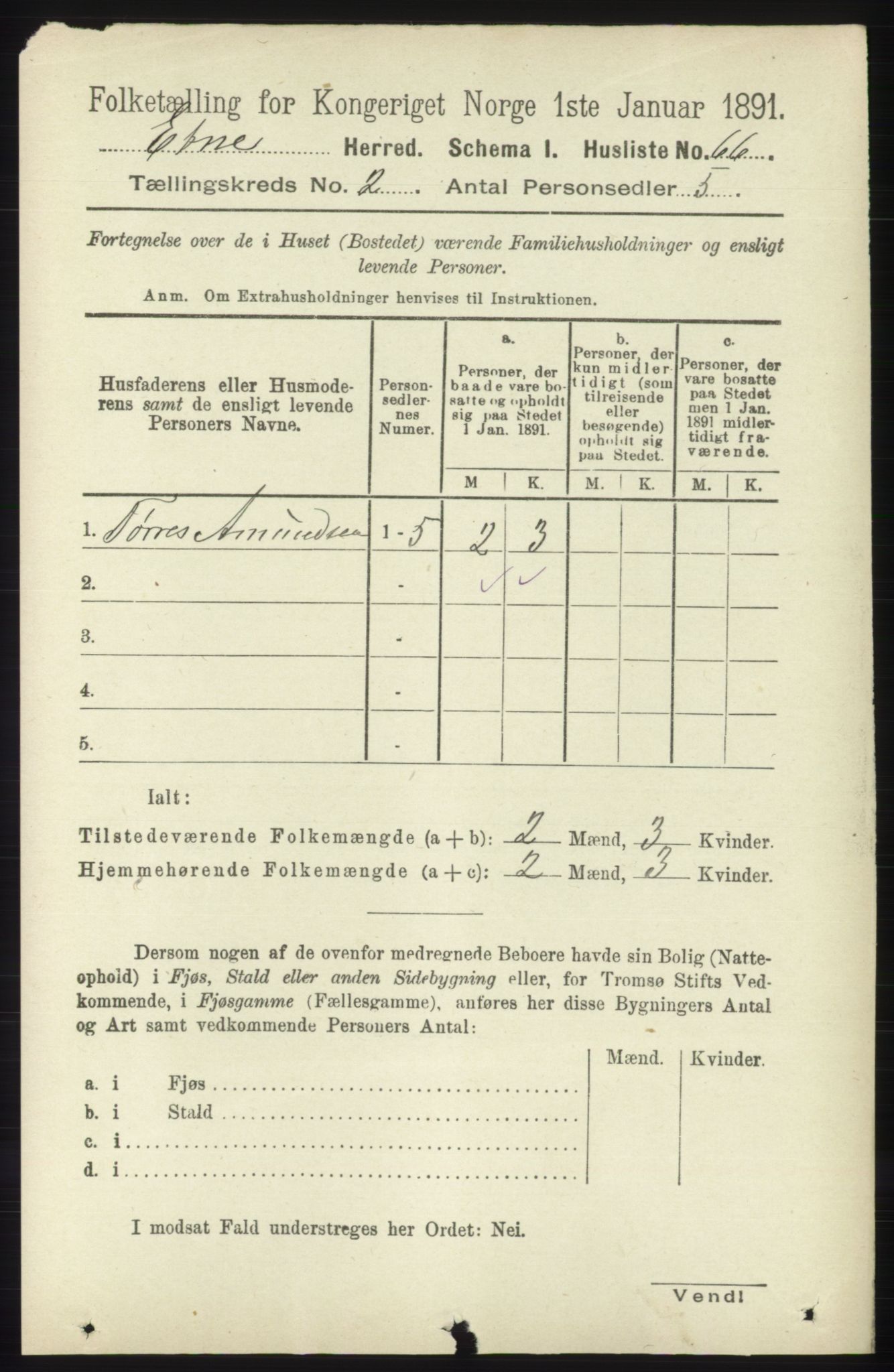 RA, 1891 census for 1211 Etne, 1891, p. 327