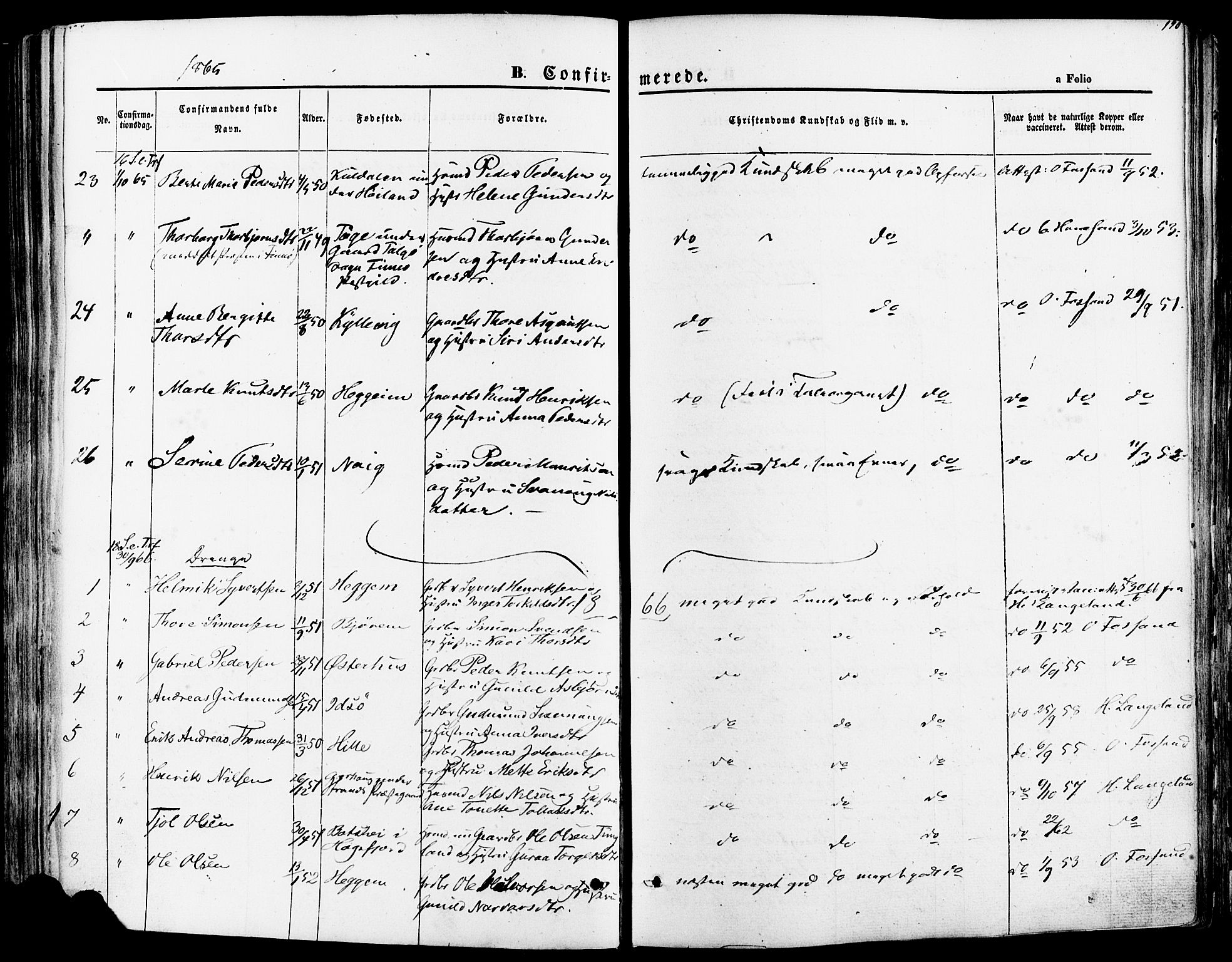 Strand sokneprestkontor, SAST/A-101828/H/Ha/Haa/L0007: Parish register (official) no. A 7, 1855-1881, p. 190