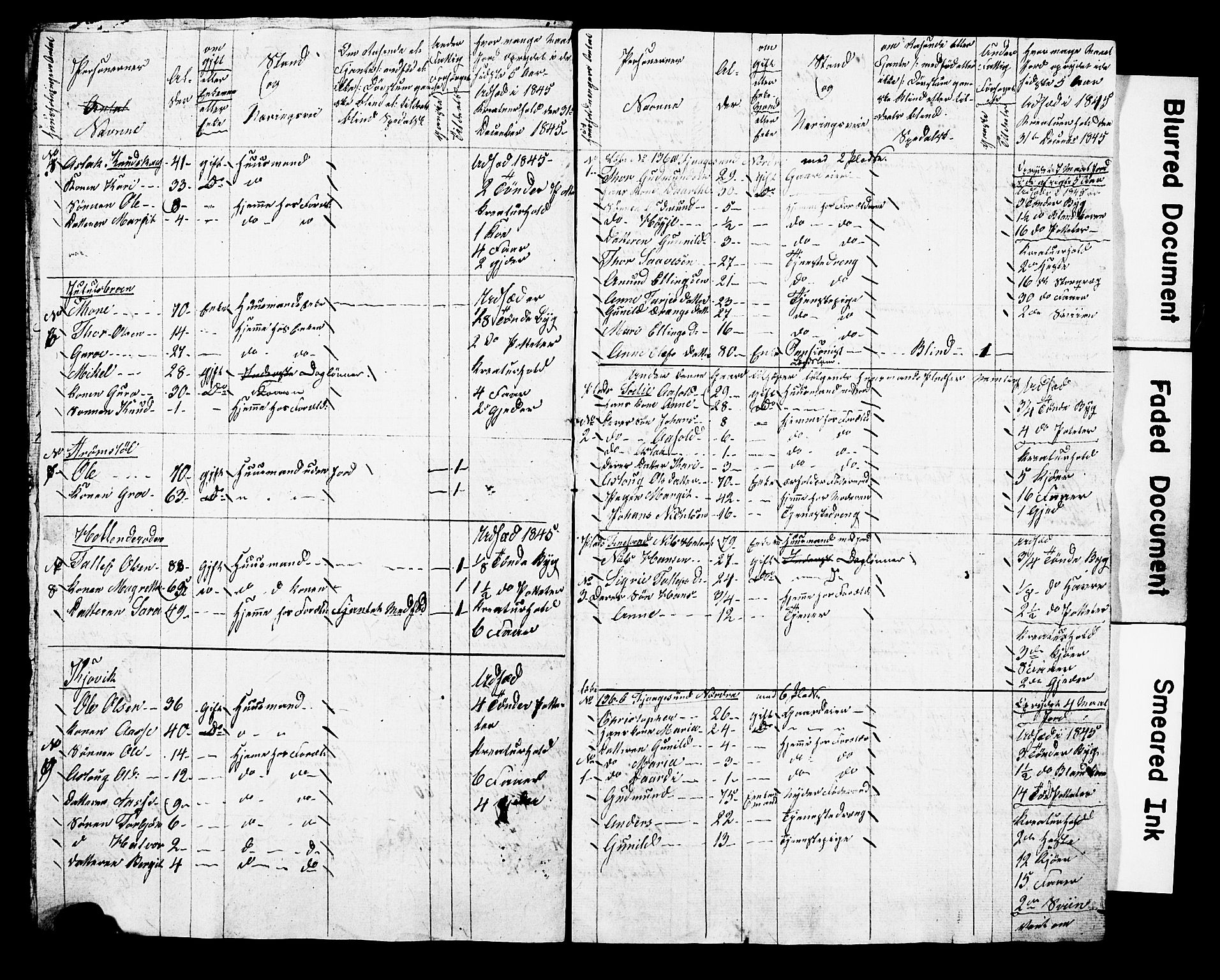 , Census 1845 for Kviteseid, 1845, p. 62