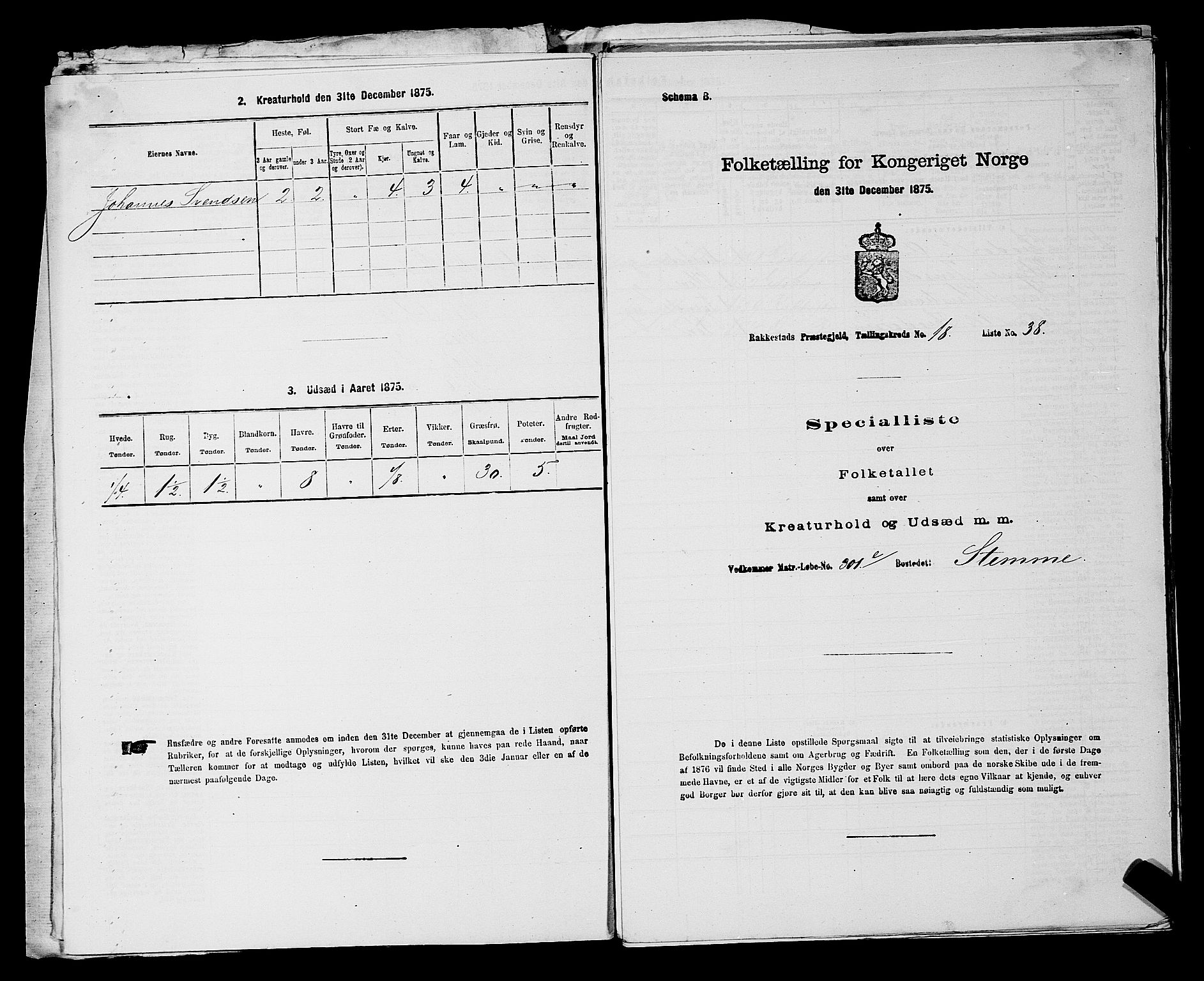 RA, 1875 census for 0128P Rakkestad, 1875, p. 1868